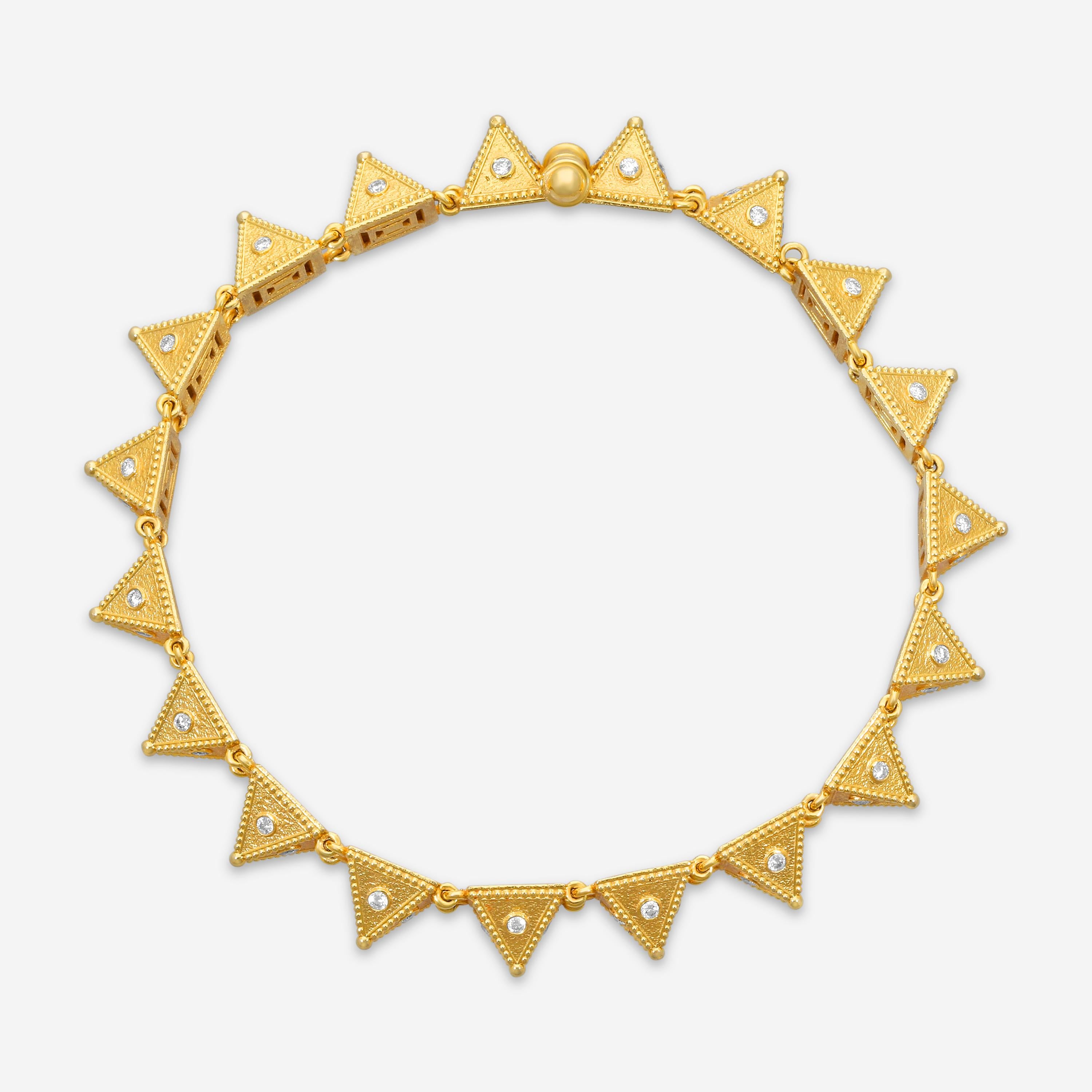 Cosibelli Queen 18K Yellow Gold Classic Geometric Diamond Link Bracelet 886056 — view 2