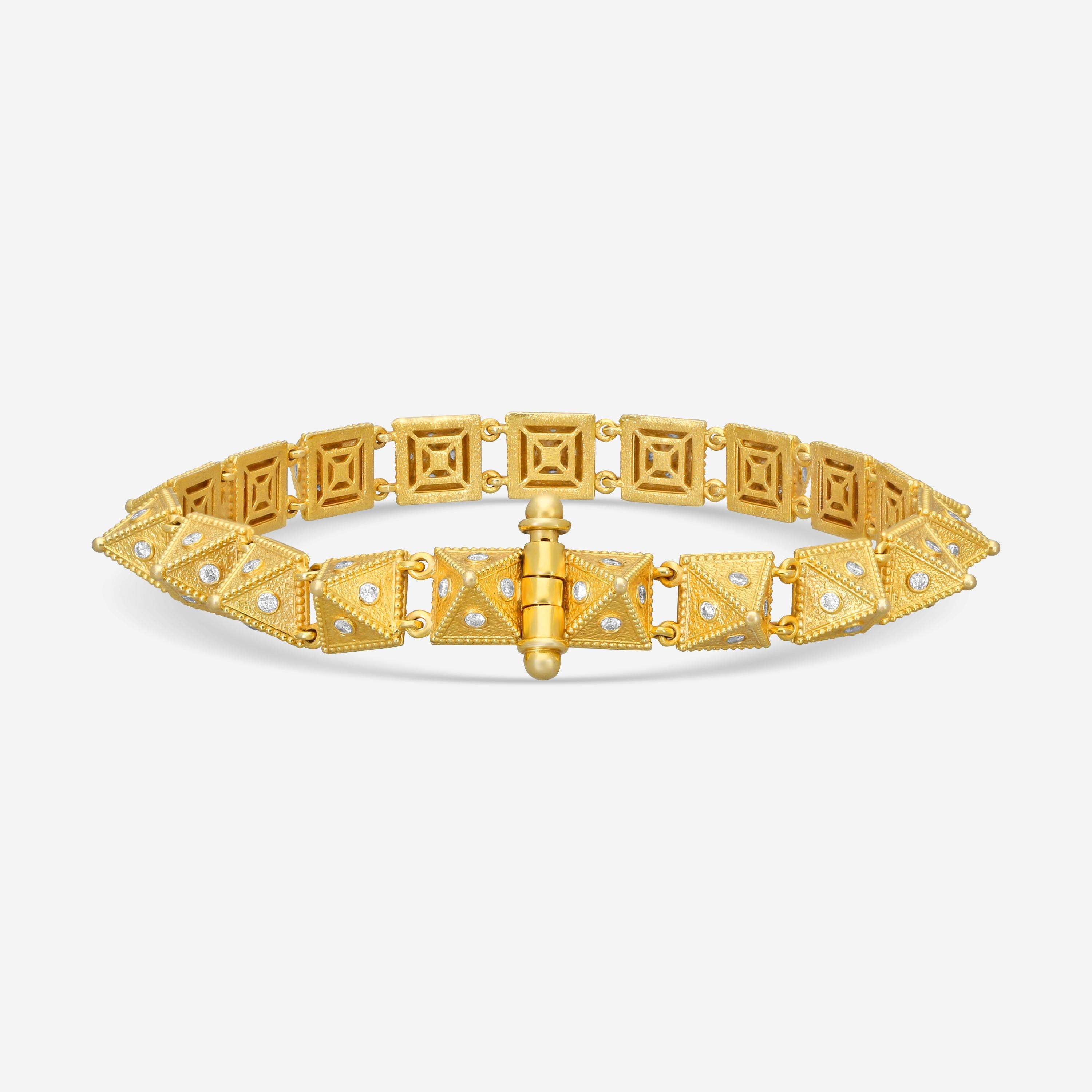 Cosibelli Queen 18K Yellow Gold Classic Geometric Diamond Link Bracelet 886056 — view 3