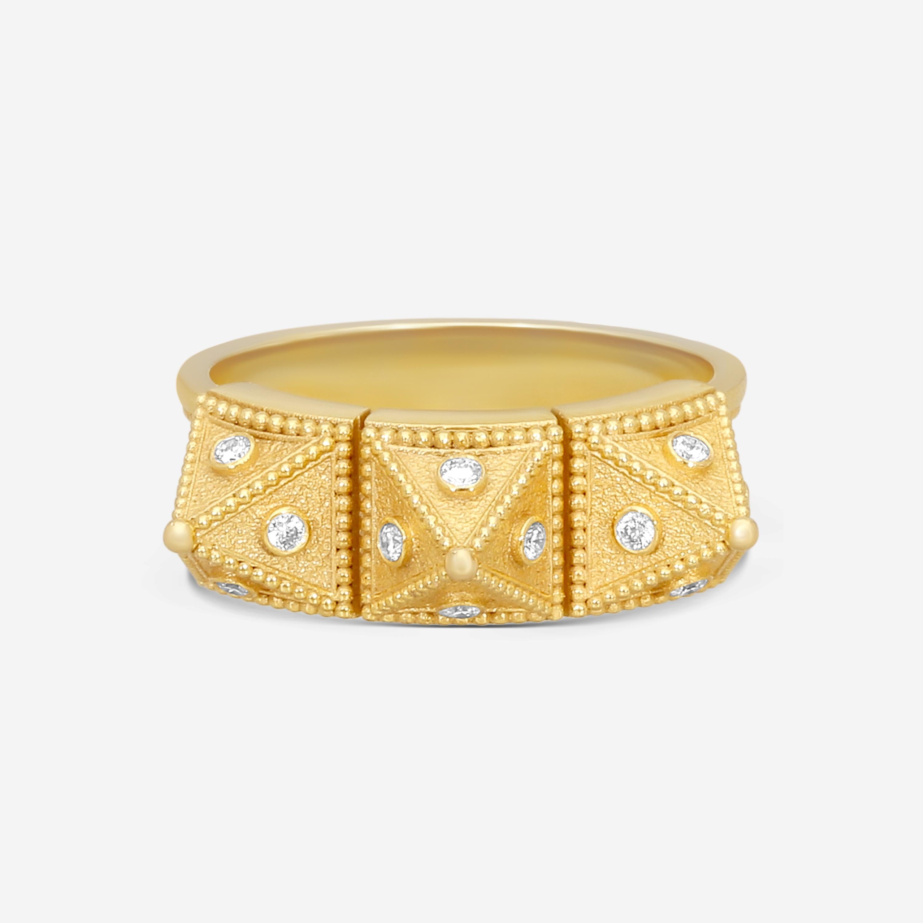 Cosibelli Queen 18K Yellow Gold Classic Geometric Diamond Ring Sz. 8 540016T8883