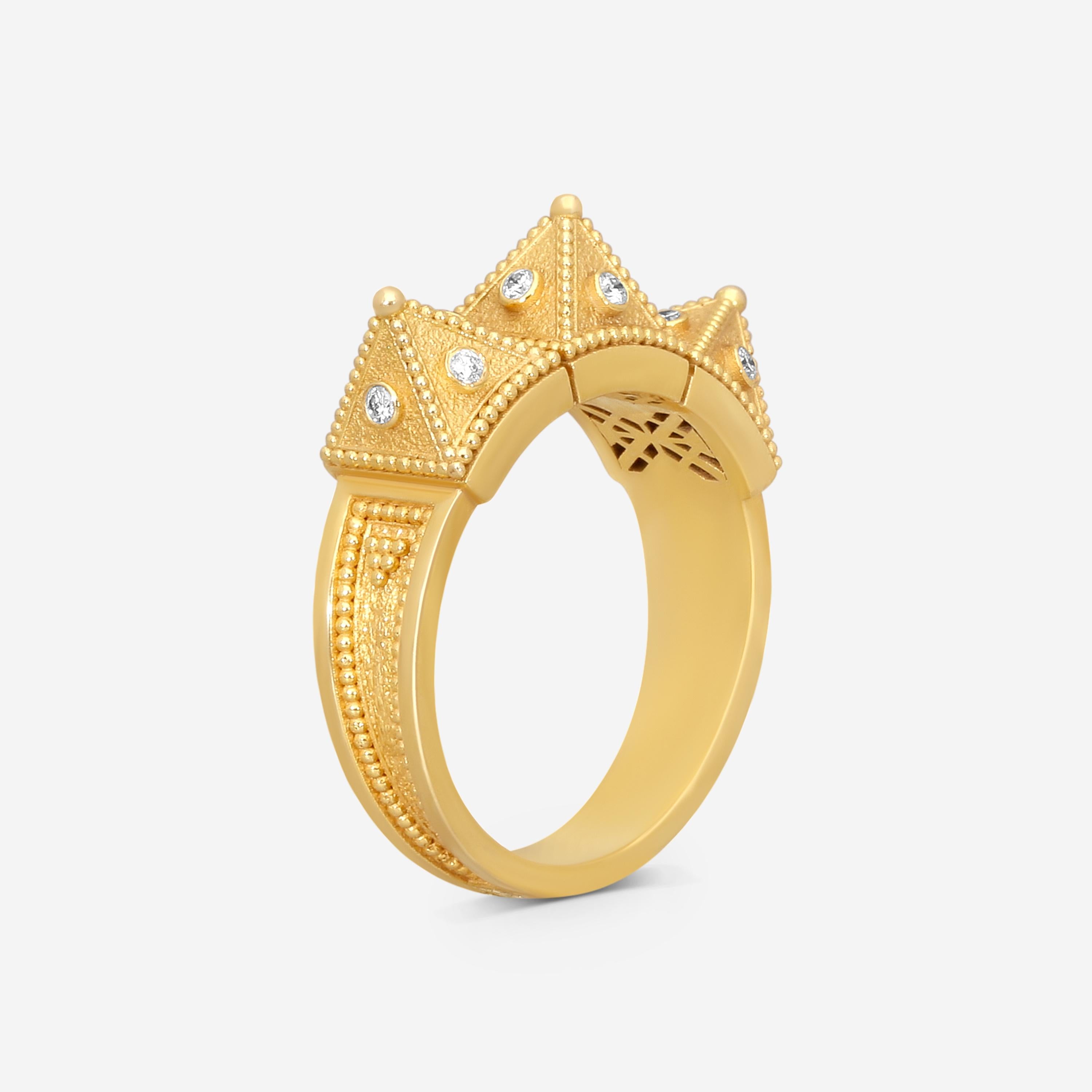 Cosibelli Queen 18K Yellow Gold Classic Geometric Diamond Ring Sz. 8 540016T8883 — view 2