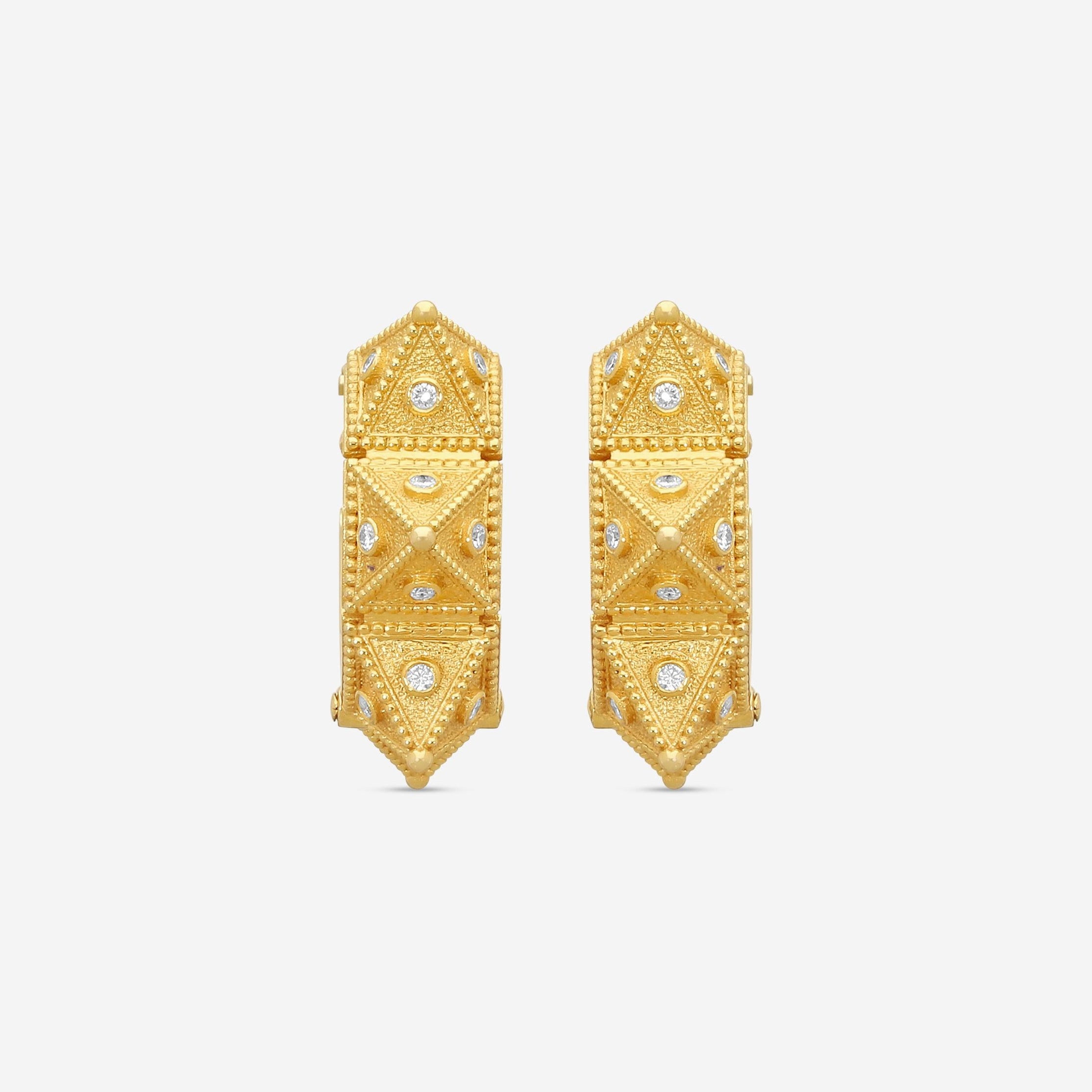 Cosibelli Queen 18K Yellow Gold Classic Geometric Diamond Hoop Earrings 336034T8 — view 2