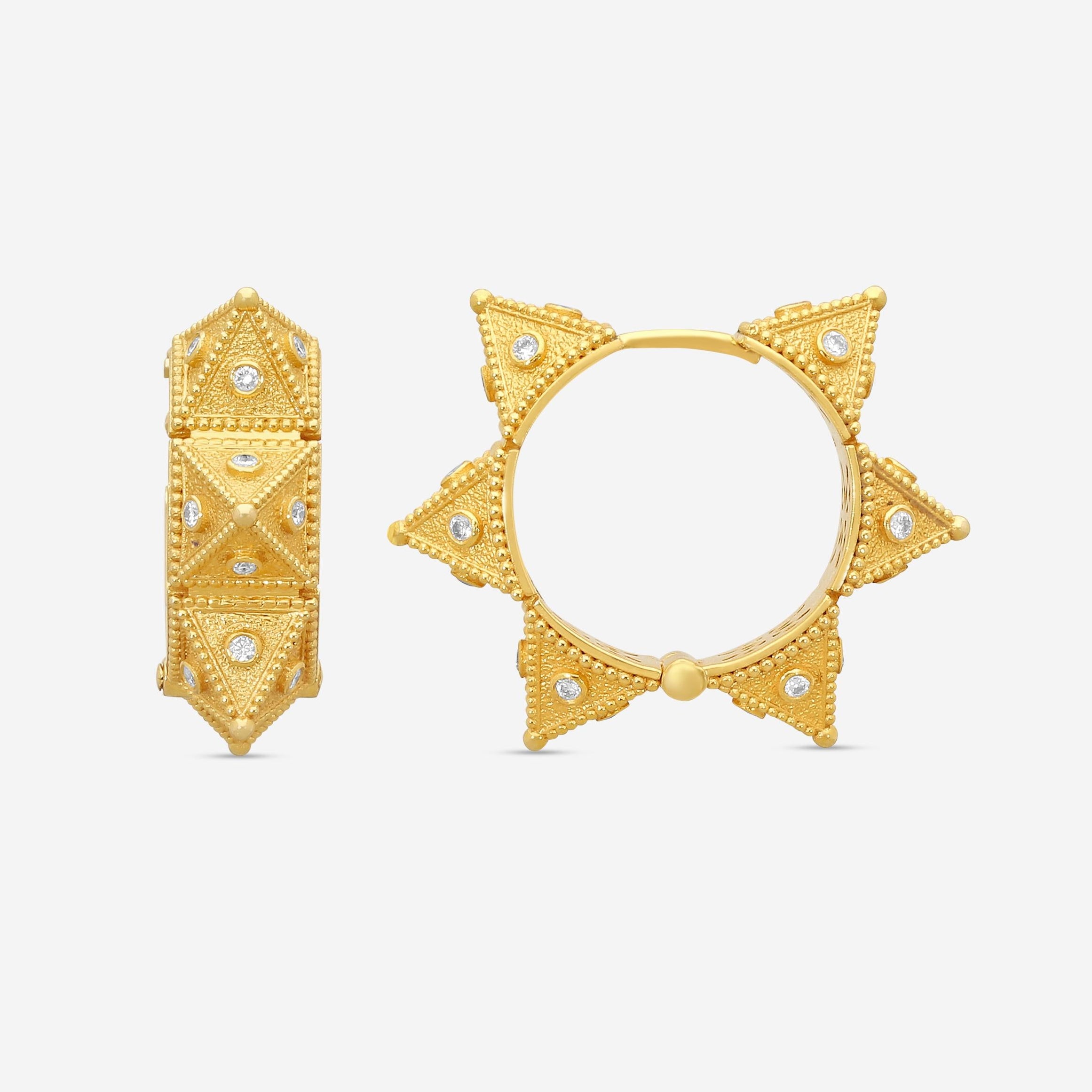 Cosibelli Queen 18K Yellow Gold Classic Geometric Diamond Hoop Earrings 336034T8 — view 3