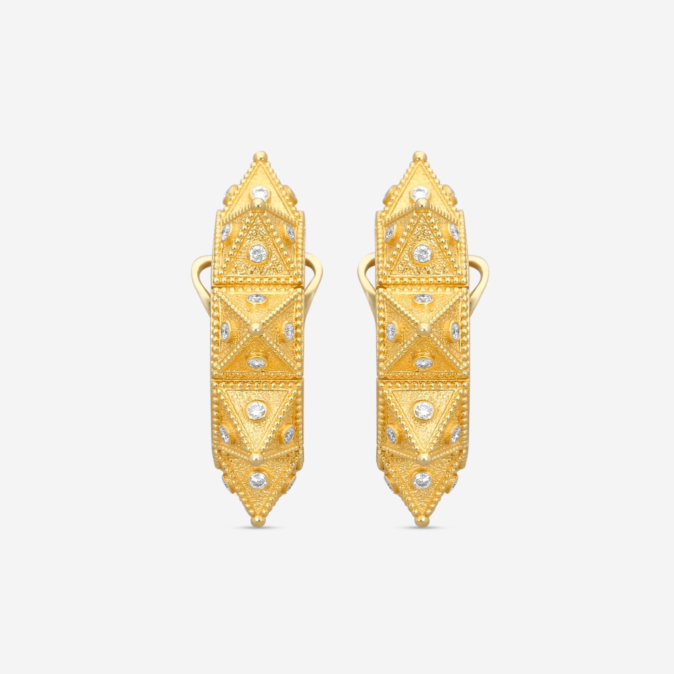 Cosibelli Queen 18K Yellow Gold Classic Geometric Diamond Clip Earrings 336031T8 — view 2