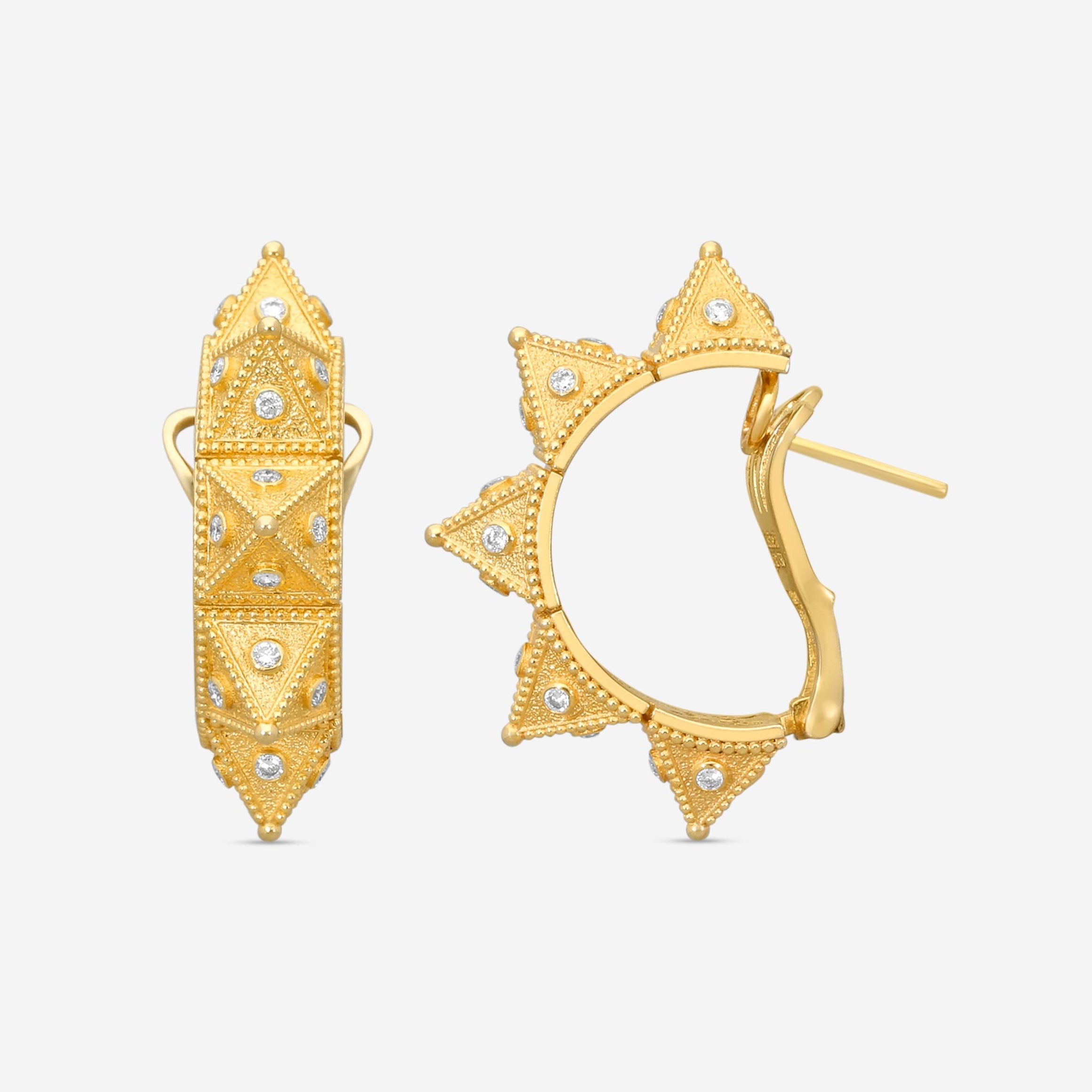 Cosibelli Queen 18K Yellow Gold Classic Geometric Diamond Clip Earrings 336031T8 — view 3