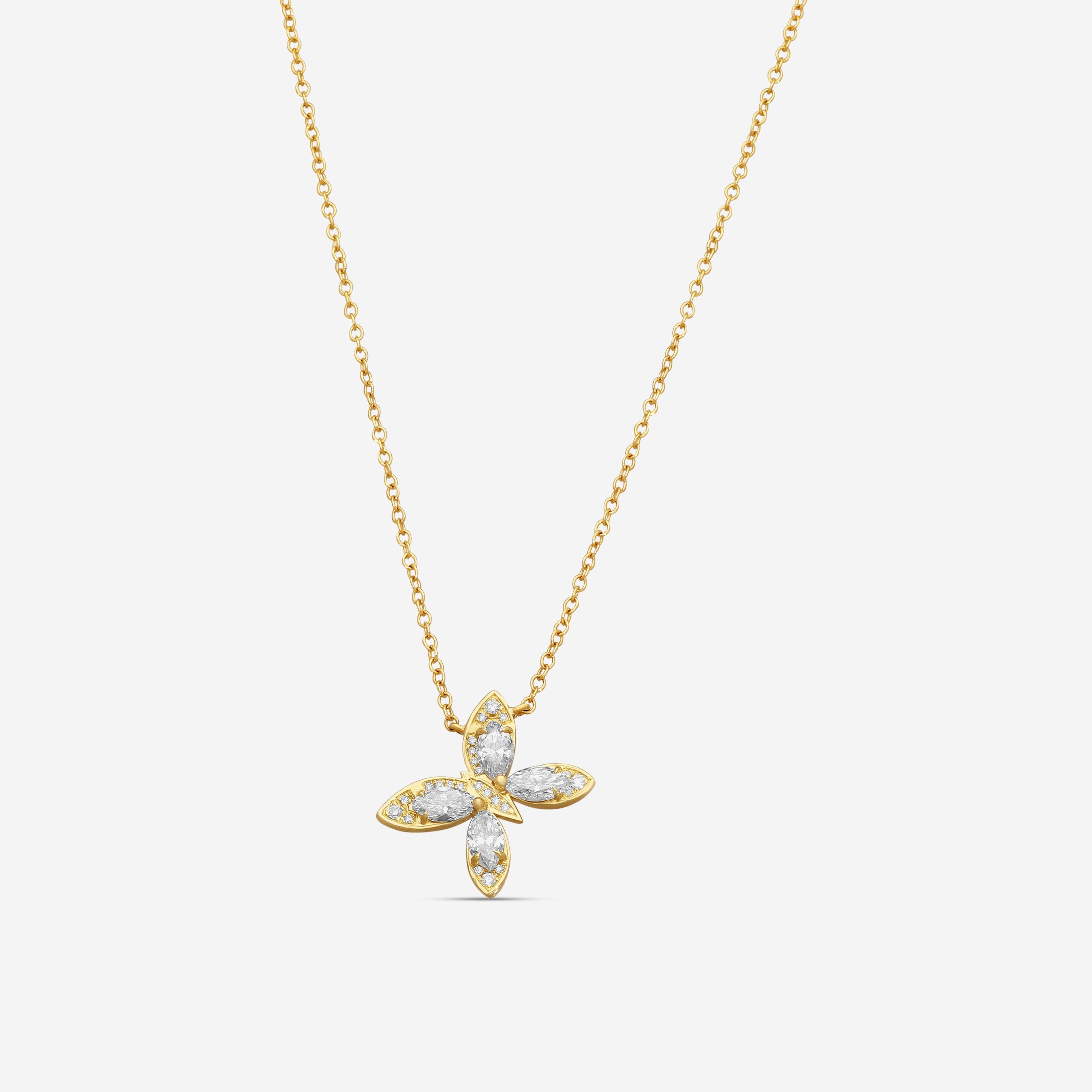Lugano 18K Yellow Gold Butterfly Diamond Necklace 1432220 — view 1