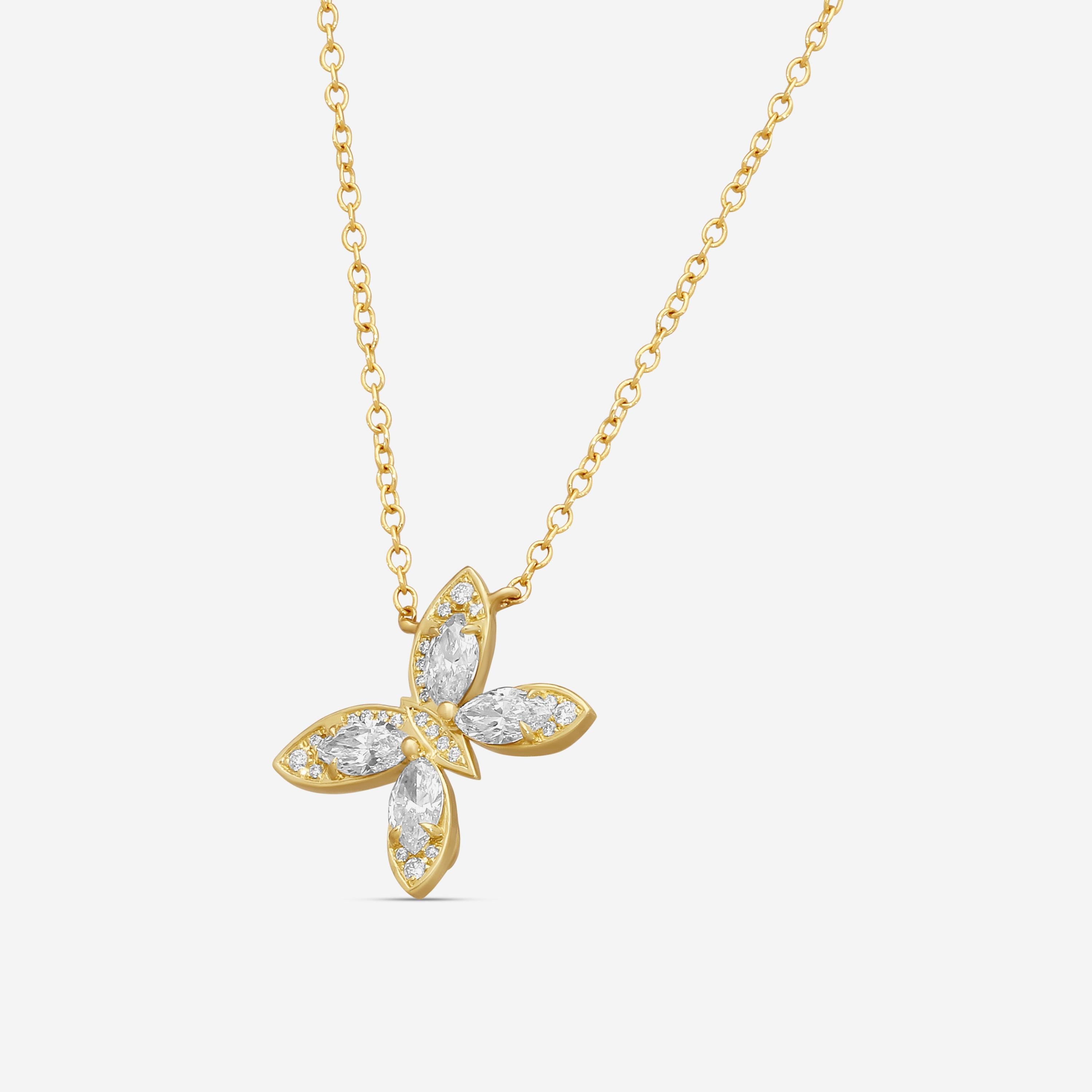 Lugano 18K Yellow Gold Butterfly Diamond Necklace 1432220 — view 2