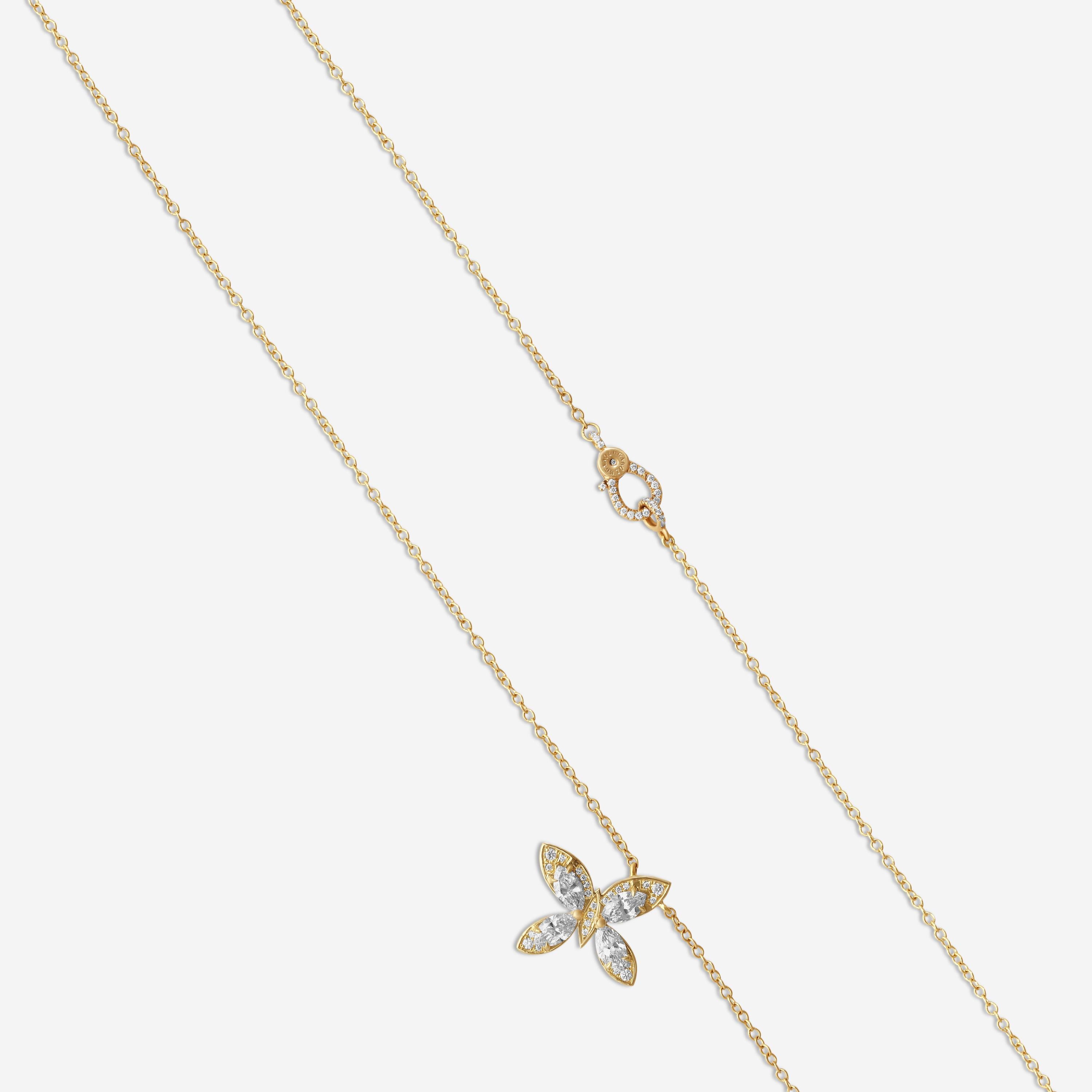 Lugano 18K Yellow Gold Butterfly Diamond Necklace 1432220 — view 3