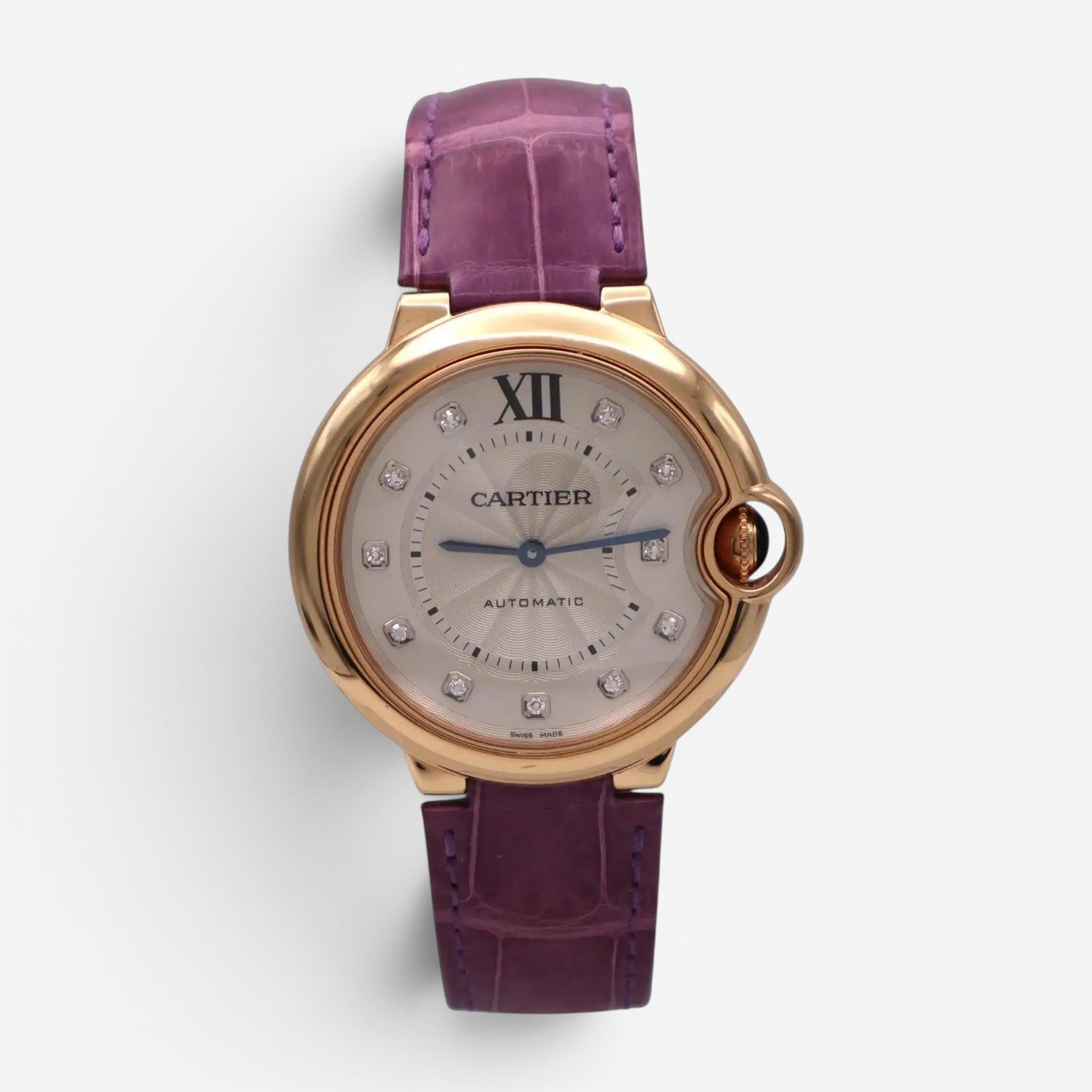 Cartier Ballon Bleu 18K Rose Gold Diamond Automatic Unisex Watch WE902028