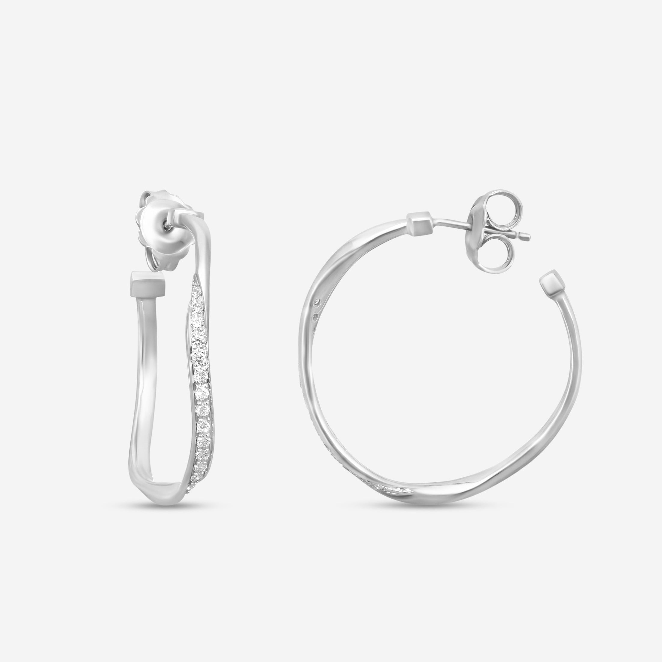 Marco Bicego Marrakech 18K White Gold Diamond Hoop Earrings OG406_B_W_01 — view 2
