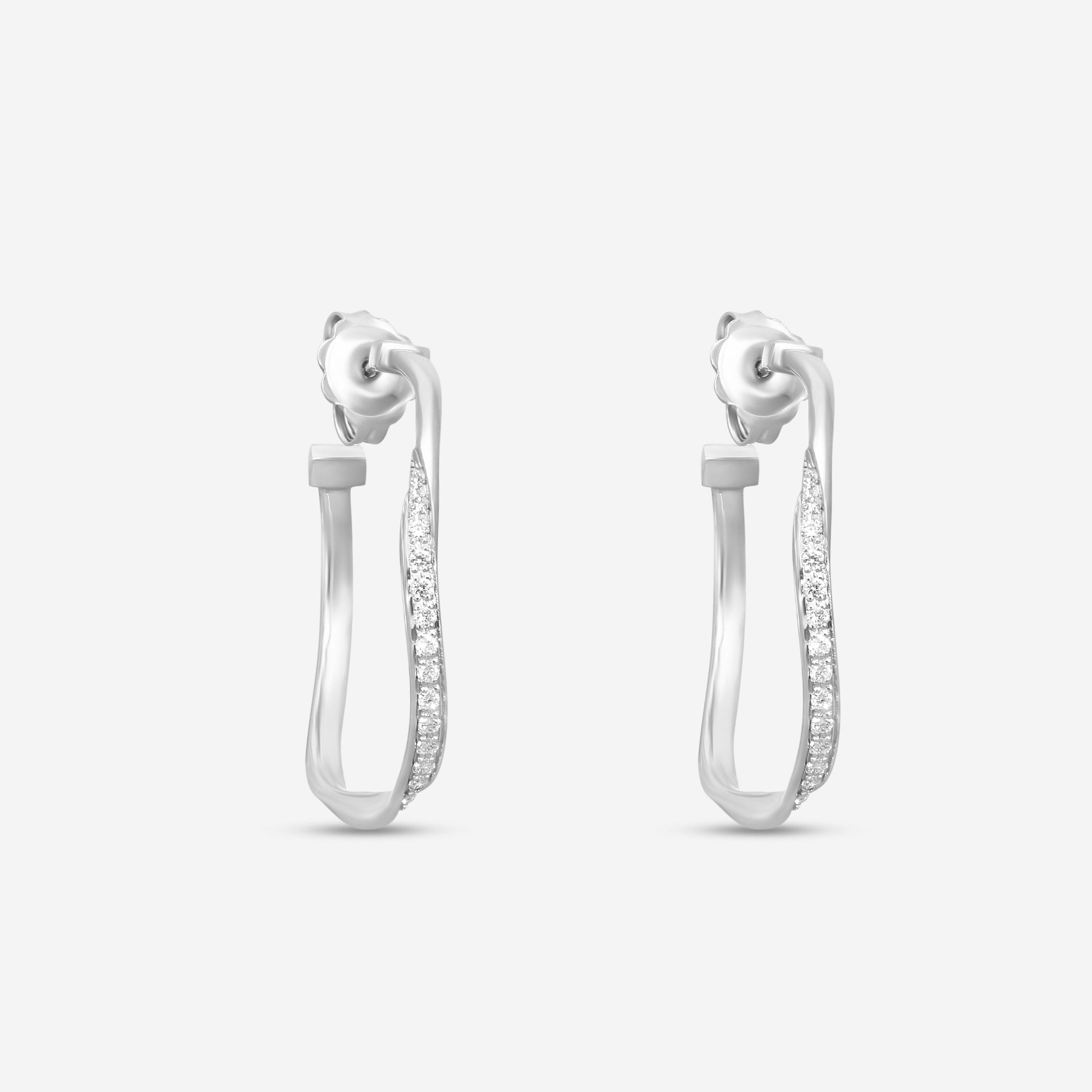 Marco Bicego Marrakech 18K White Gold Diamond Hoop Earrings OG406_B_W_01 — view 3