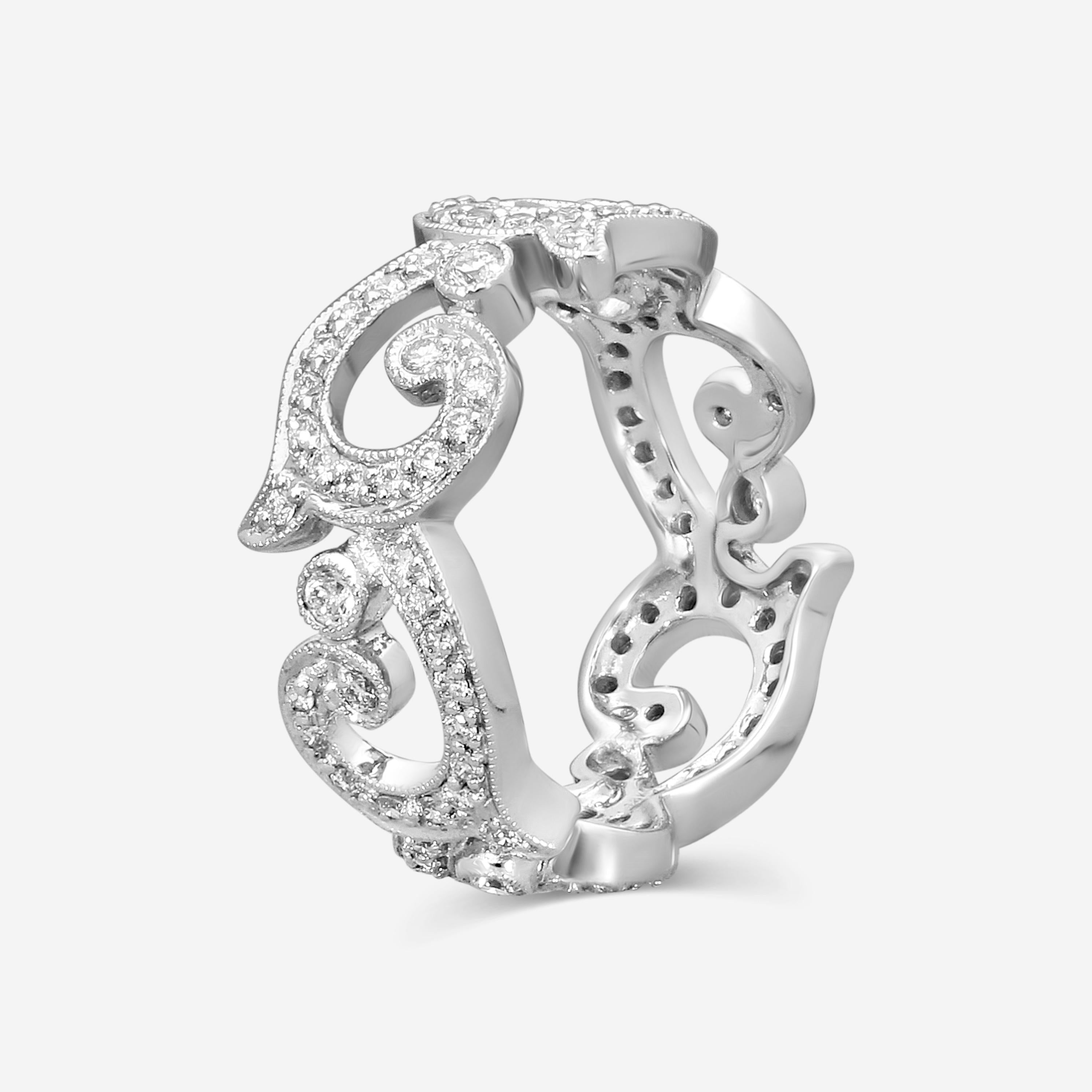 Leslie Greene 18K White Gold Diamond Eternity Band Ring Sz. 6.5 R51498W — view 2