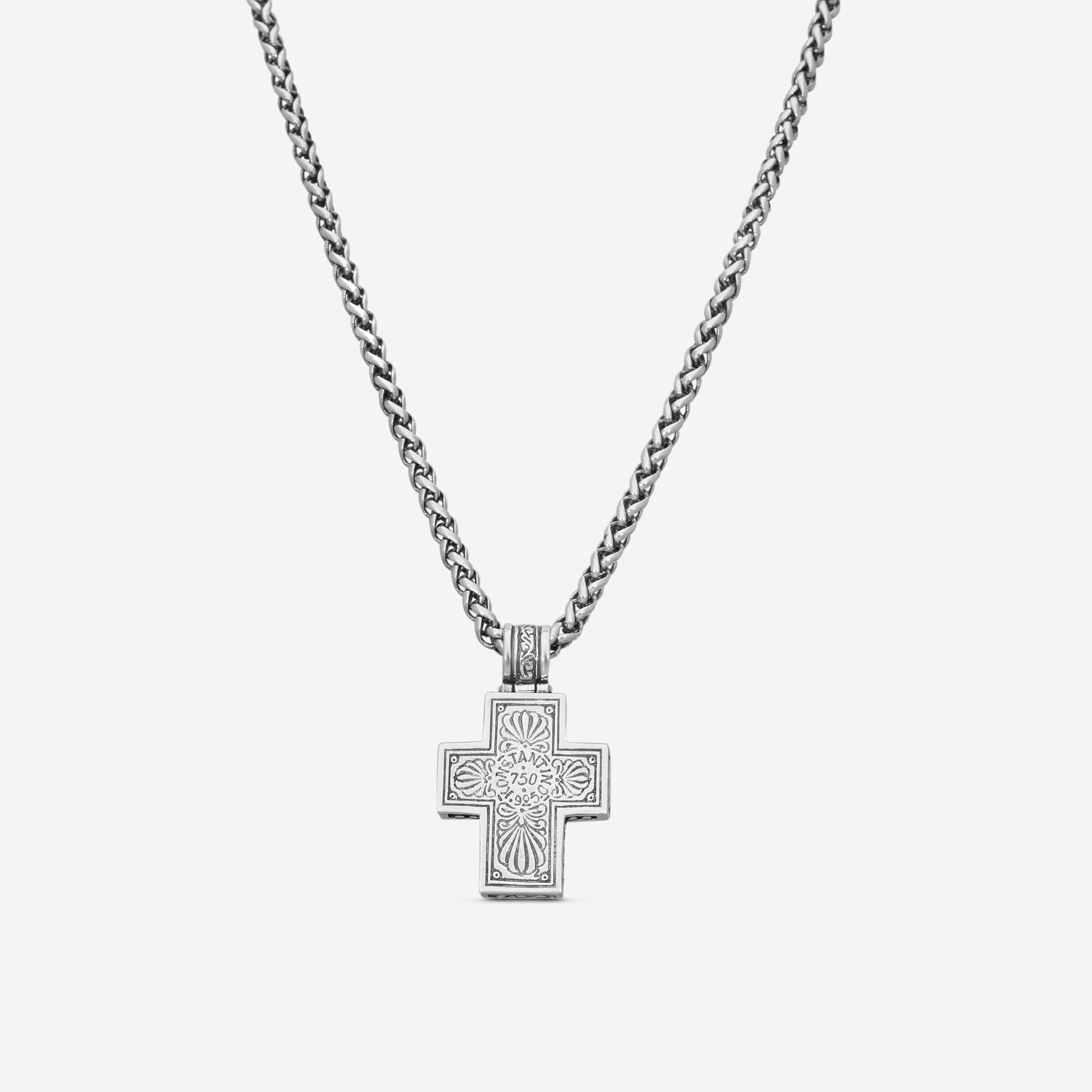 Konstantino Hephaestus Sterling Silver Tiger's Eye Cross Necklace STKJ375-637-CUT — view 3
