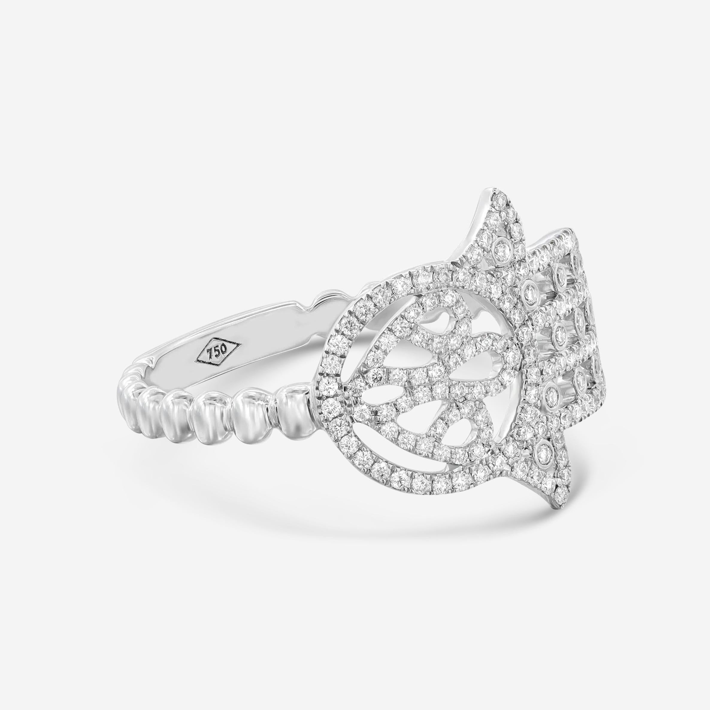 Messika Faith 18K White Gold Diamond Hamsa Ring Sz. 6.25 04465-WG-53 — view 4