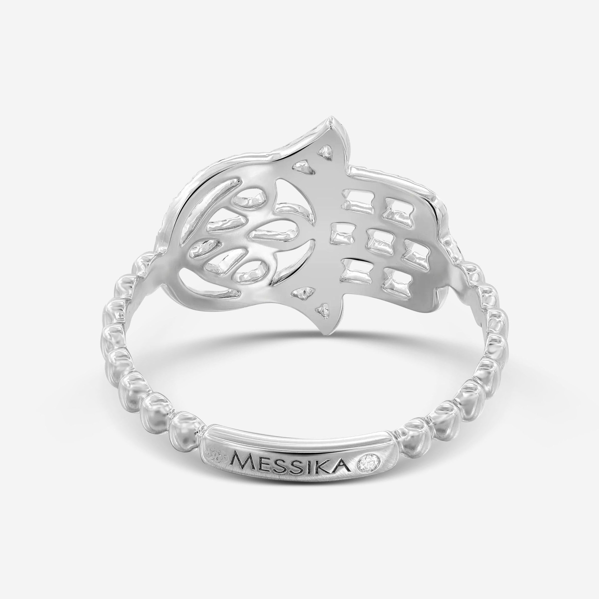 Messika Faith 18K White Gold Diamond Hamsa Ring Sz. 6.25 04465-WG-53 — view 5