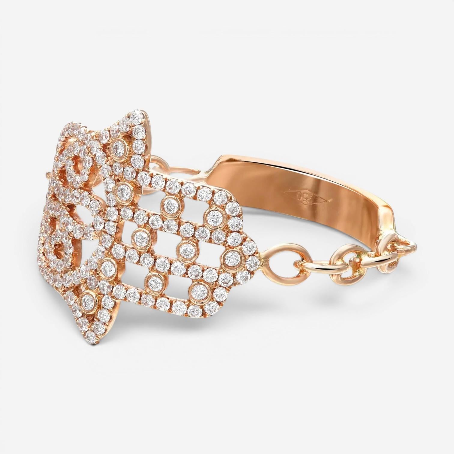 Messika Faith 18K Rose Gold Diamond Hamsa Ring Sz. 6 04465-PG-52 — view 3