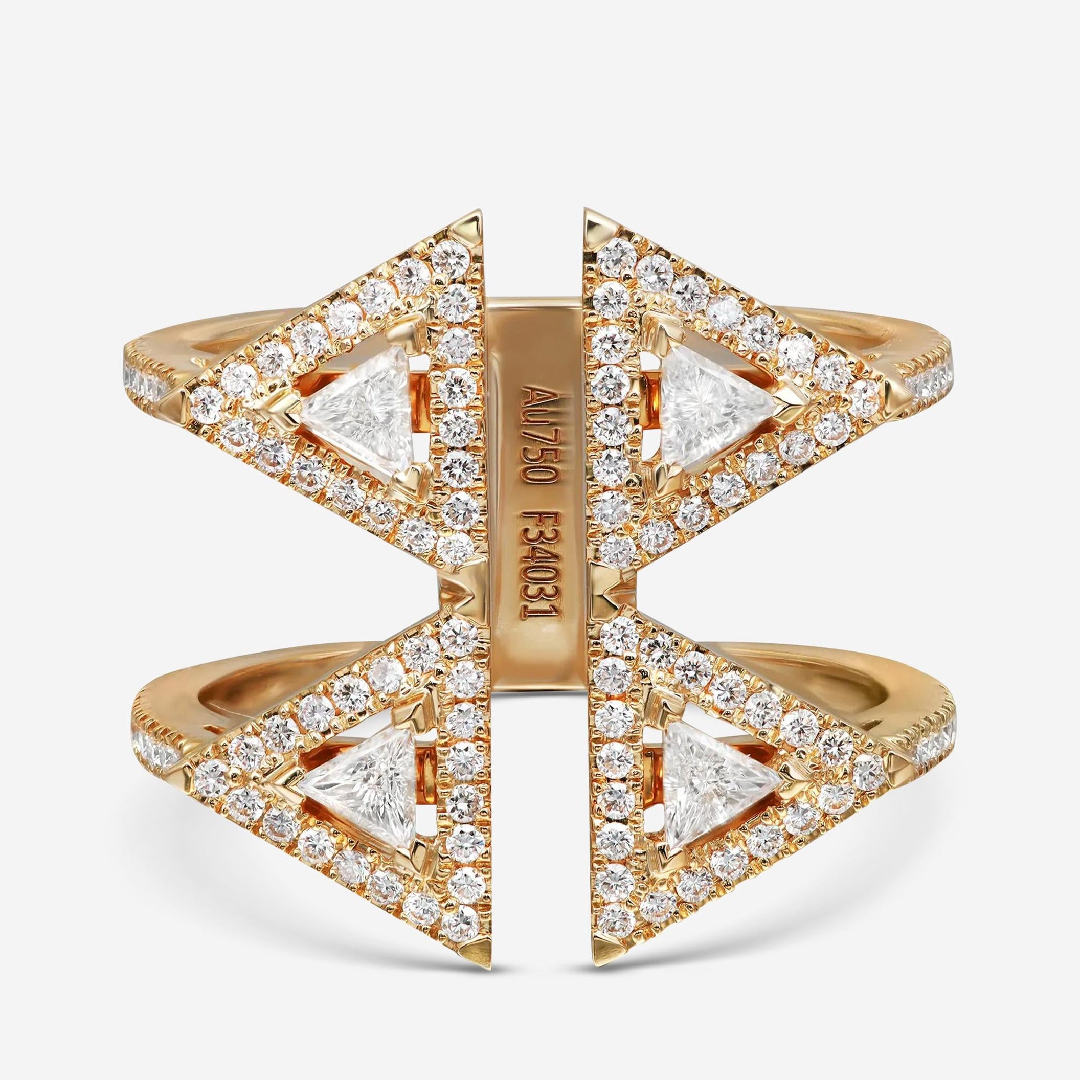 Messika Thea Toi & Moi 18K Yellow Gold Diamond Double Ring Sz. 7 06470-YG-54
