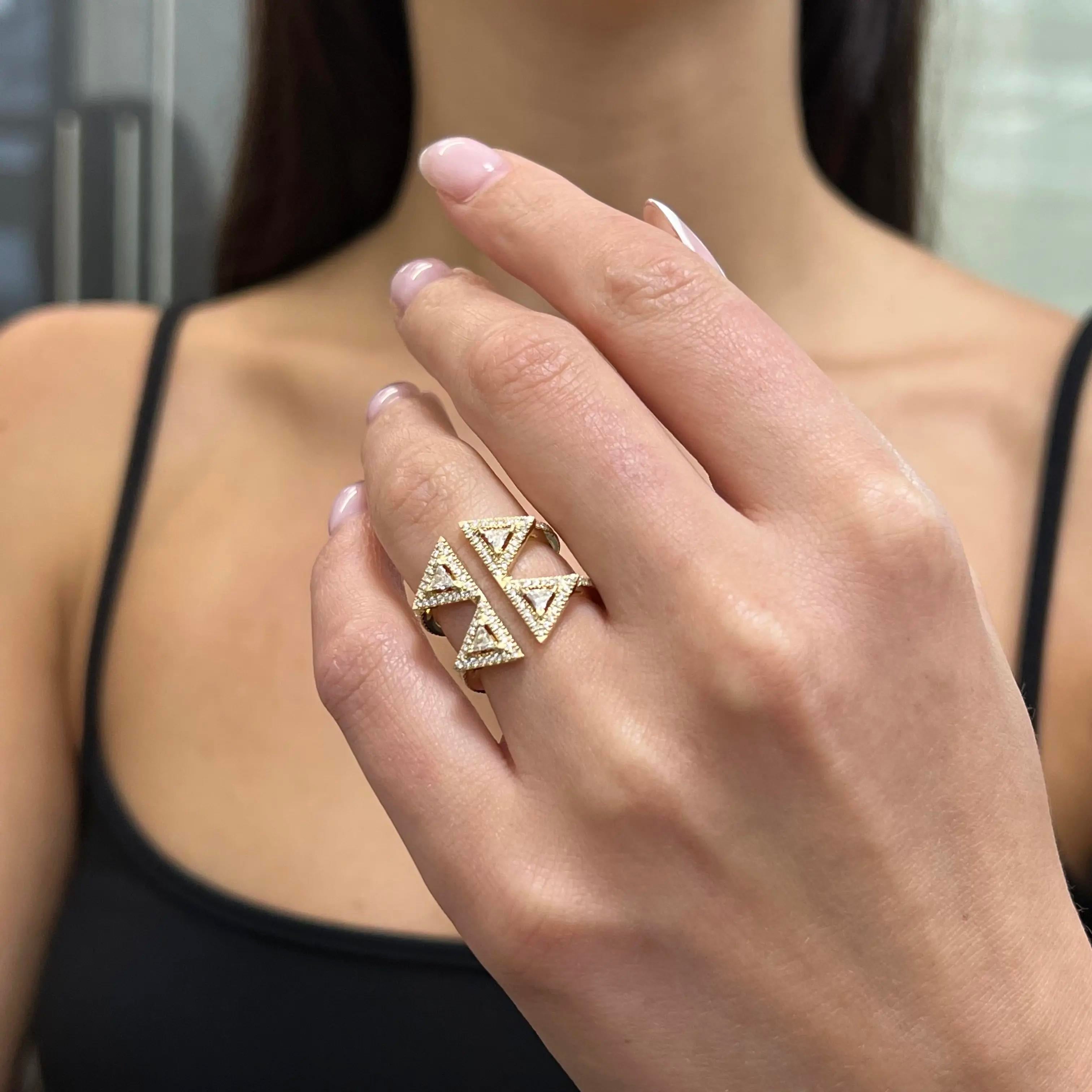Messika Thea Toi & Moi 18K Yellow Gold Diamond Double Ring Sz. 7 06470-YG-54 — view 3