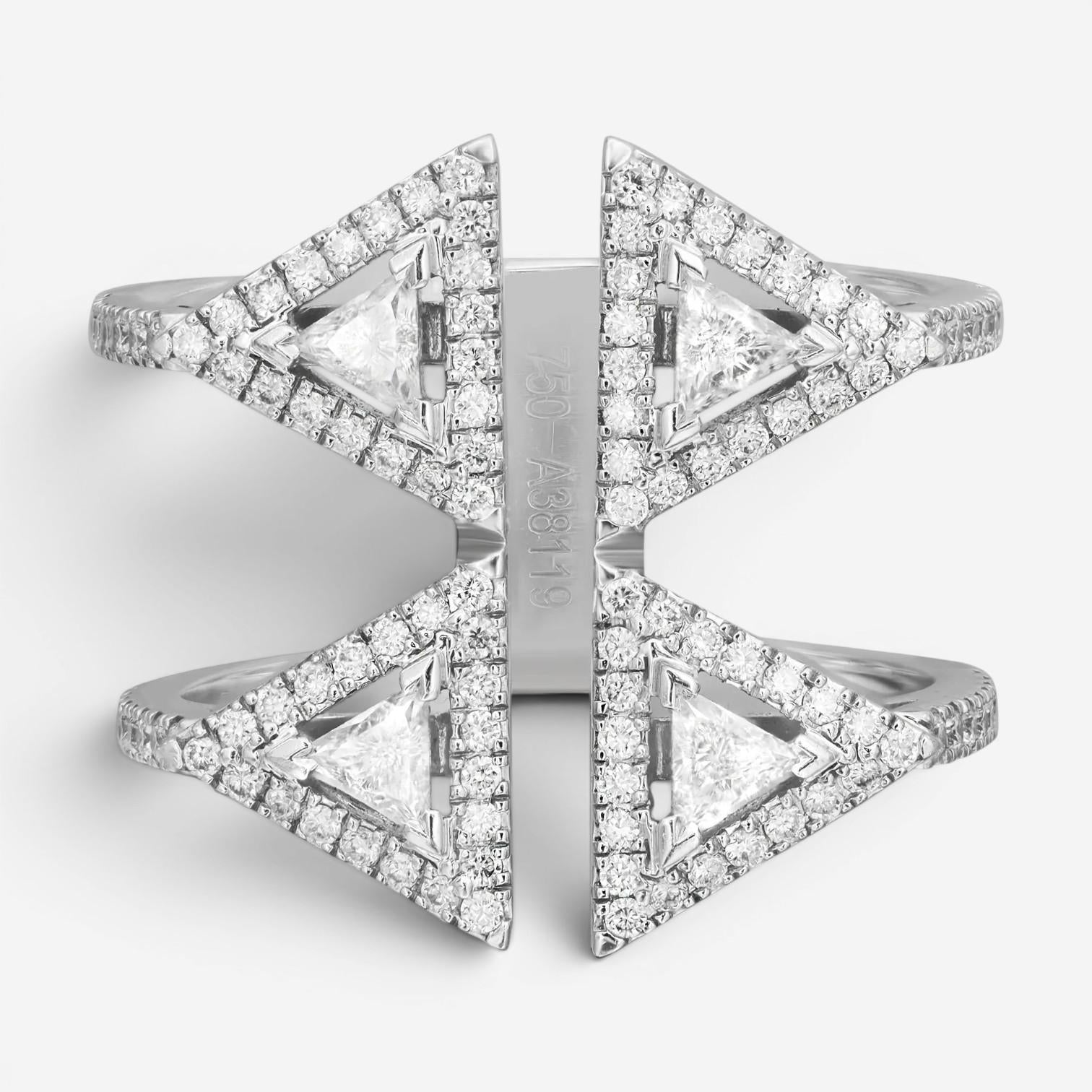 Messika Thea Toi & Moi 18K White Gold Diamond Double Ring Sz. 6 06470-WG-52