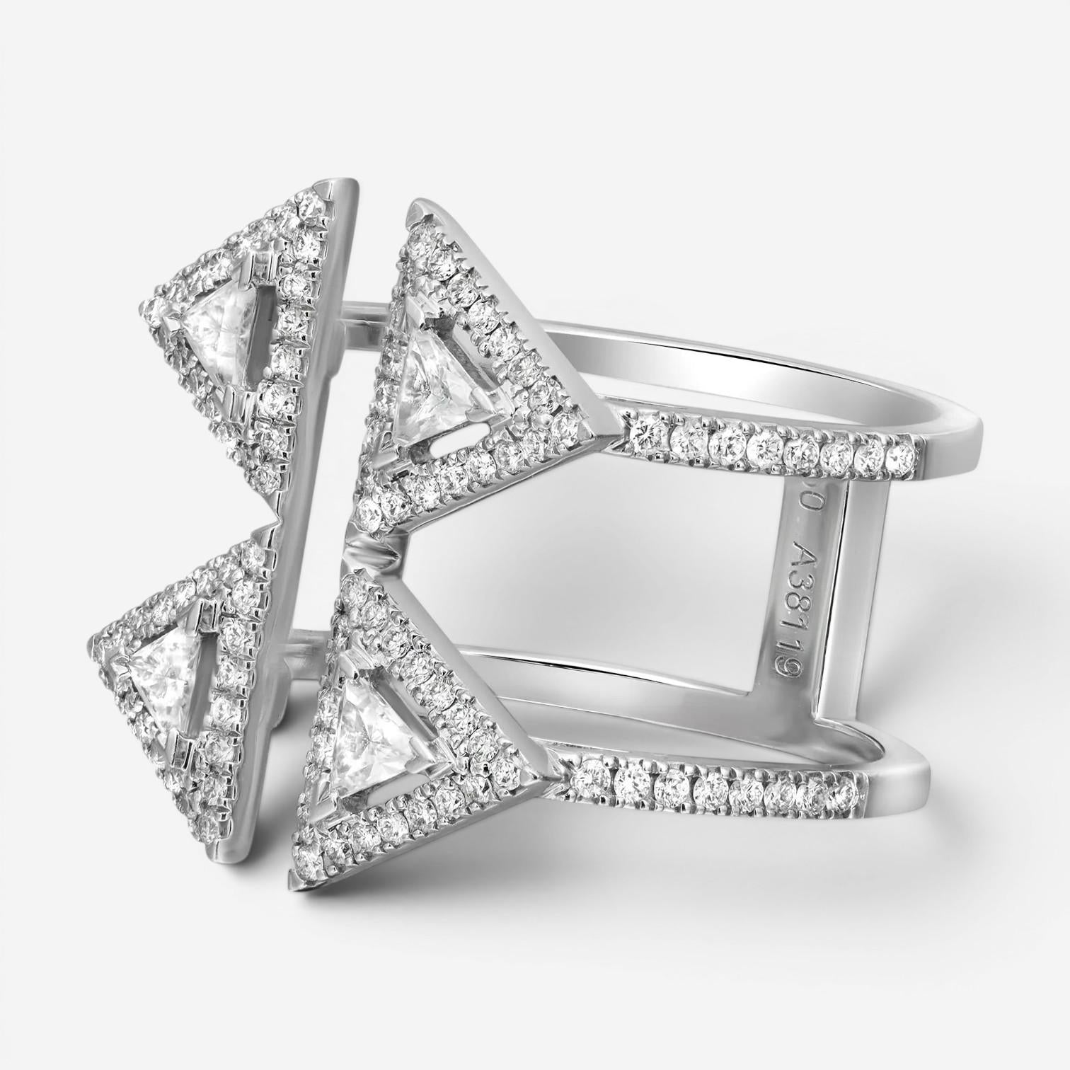 Messika Thea Toi & Moi 18K White Gold Diamond Double Ring Sz. 6 06470-WG-52 — view 3