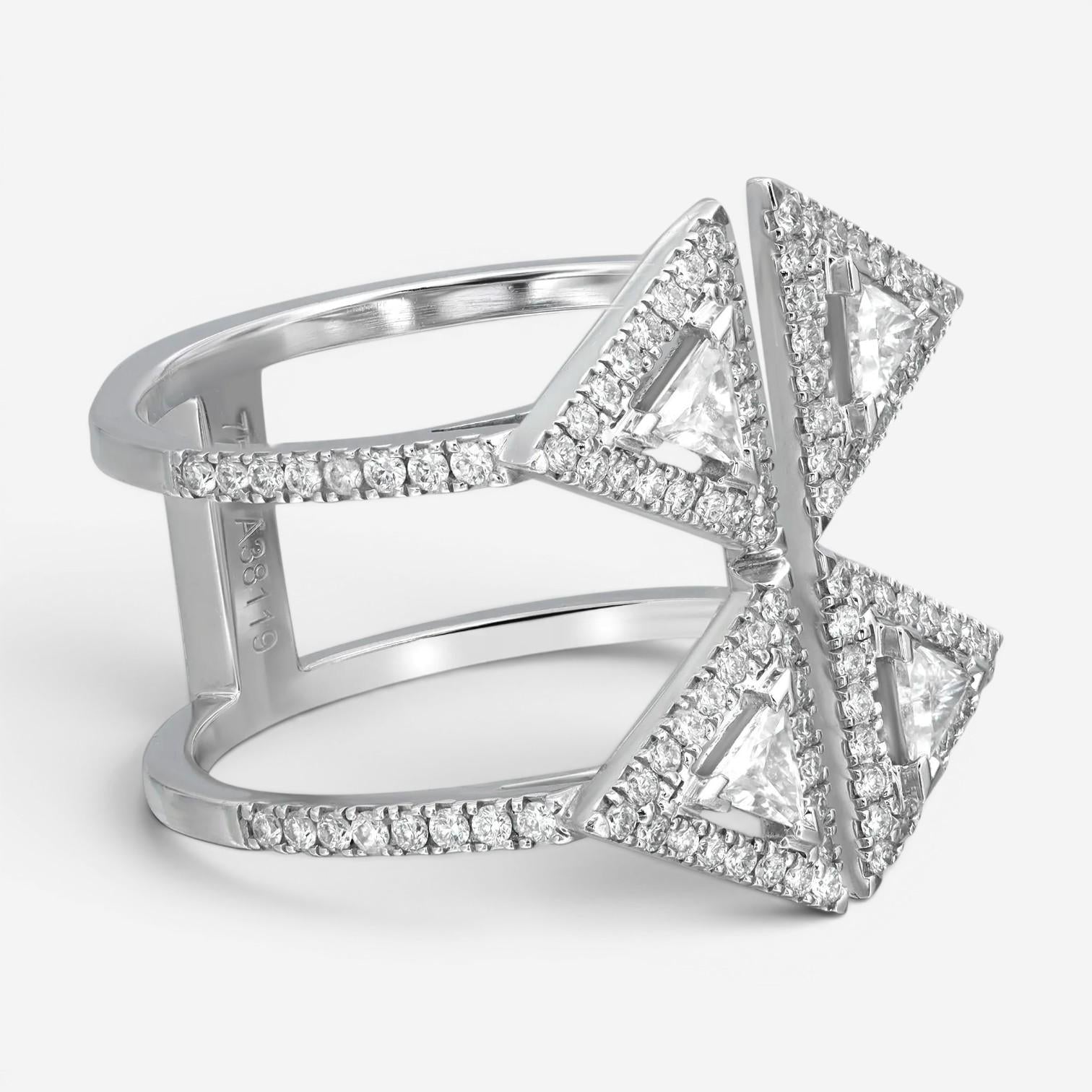 Messika Thea Toi & Moi 18K White Gold Diamond Double Ring Sz. 6 06470-WG-52 — view 4