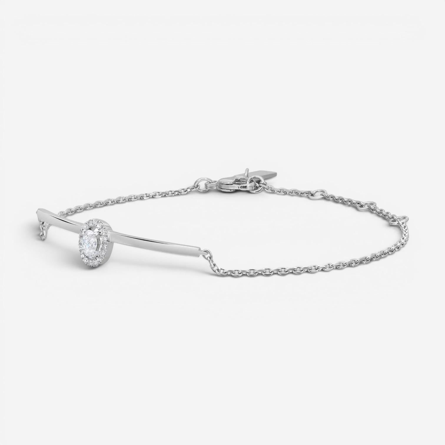 Messika Glam'Azone 18K White Gold Diamond Chain Bracelet 06176-WG — view 3