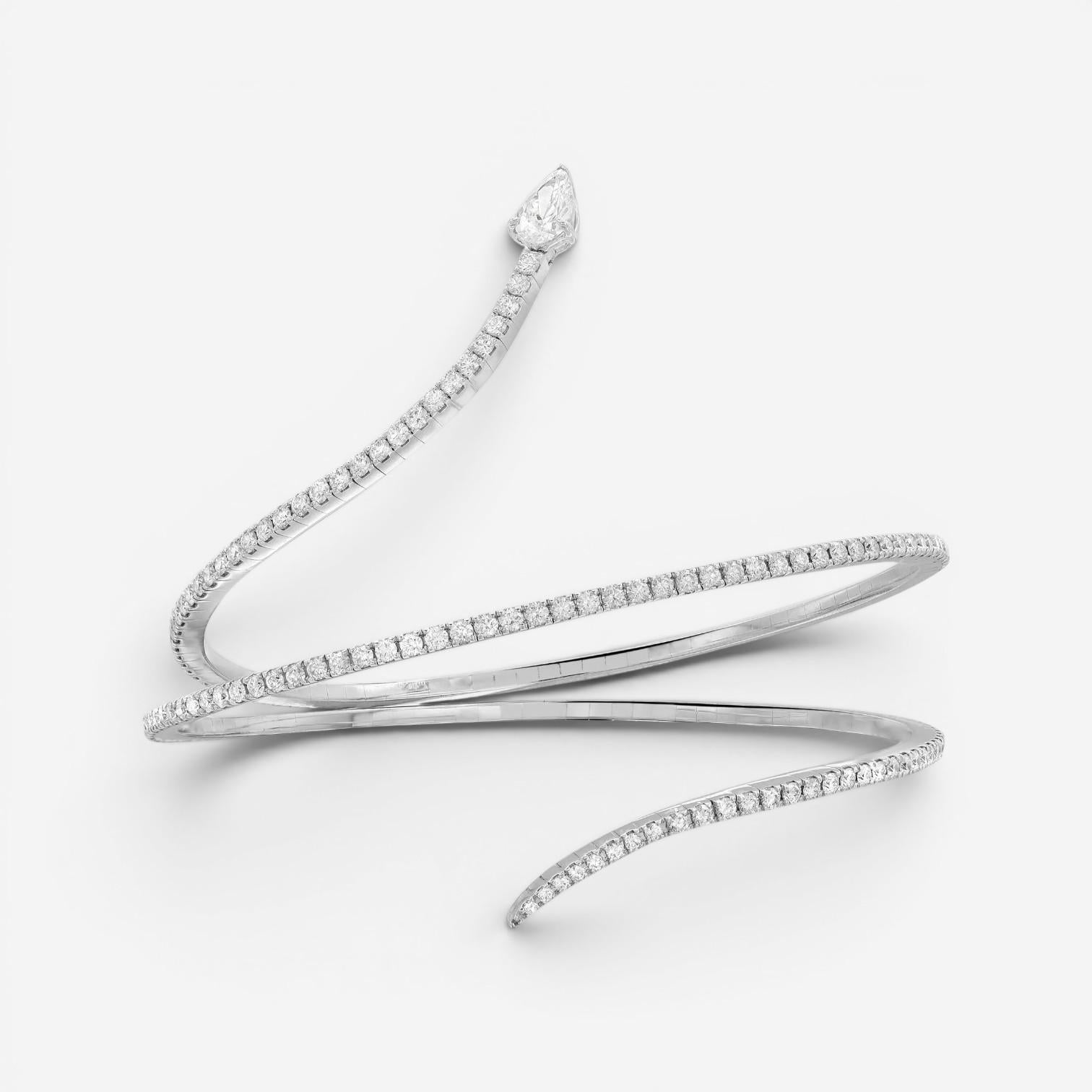 Messika Snake Skinny 18K White Gold Diamond Wrap Cuff Bracelet 05335-WG-M