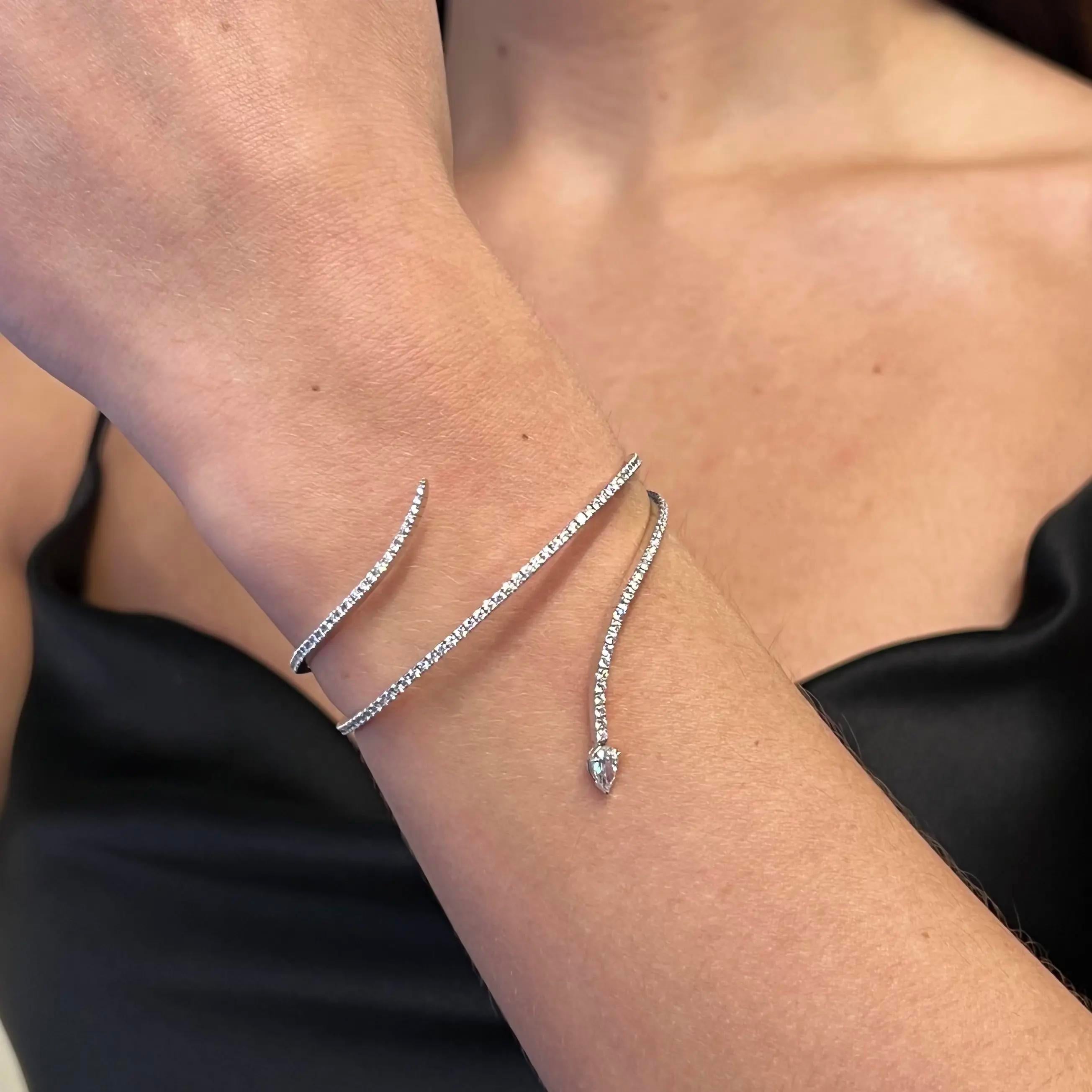 Messika Snake Skinny 18K White Gold Diamond Wrap Cuff Bracelet 05335-WG-M — view 2