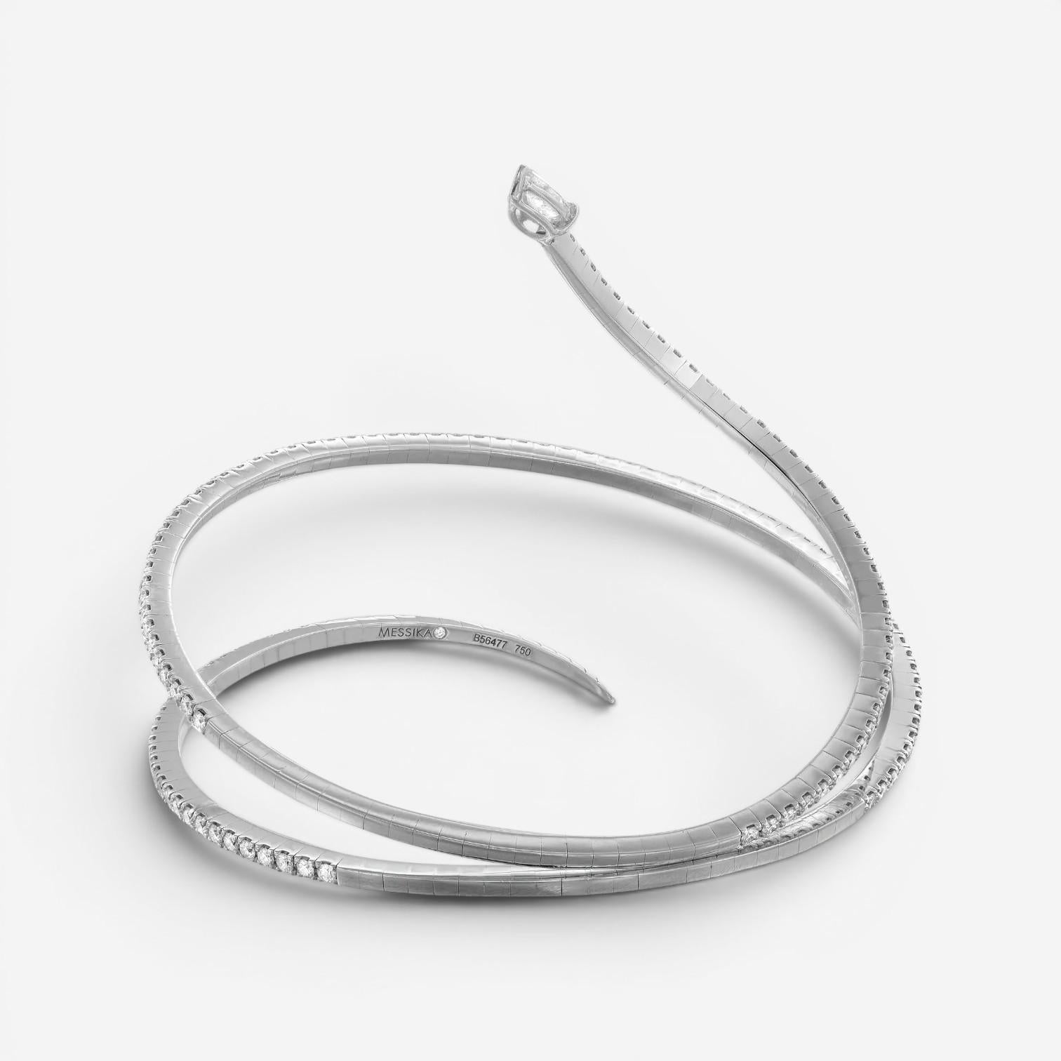 Messika Snake Skinny 18K White Gold Diamond Wrap Cuff Bracelet 05335-WG-M — view 5