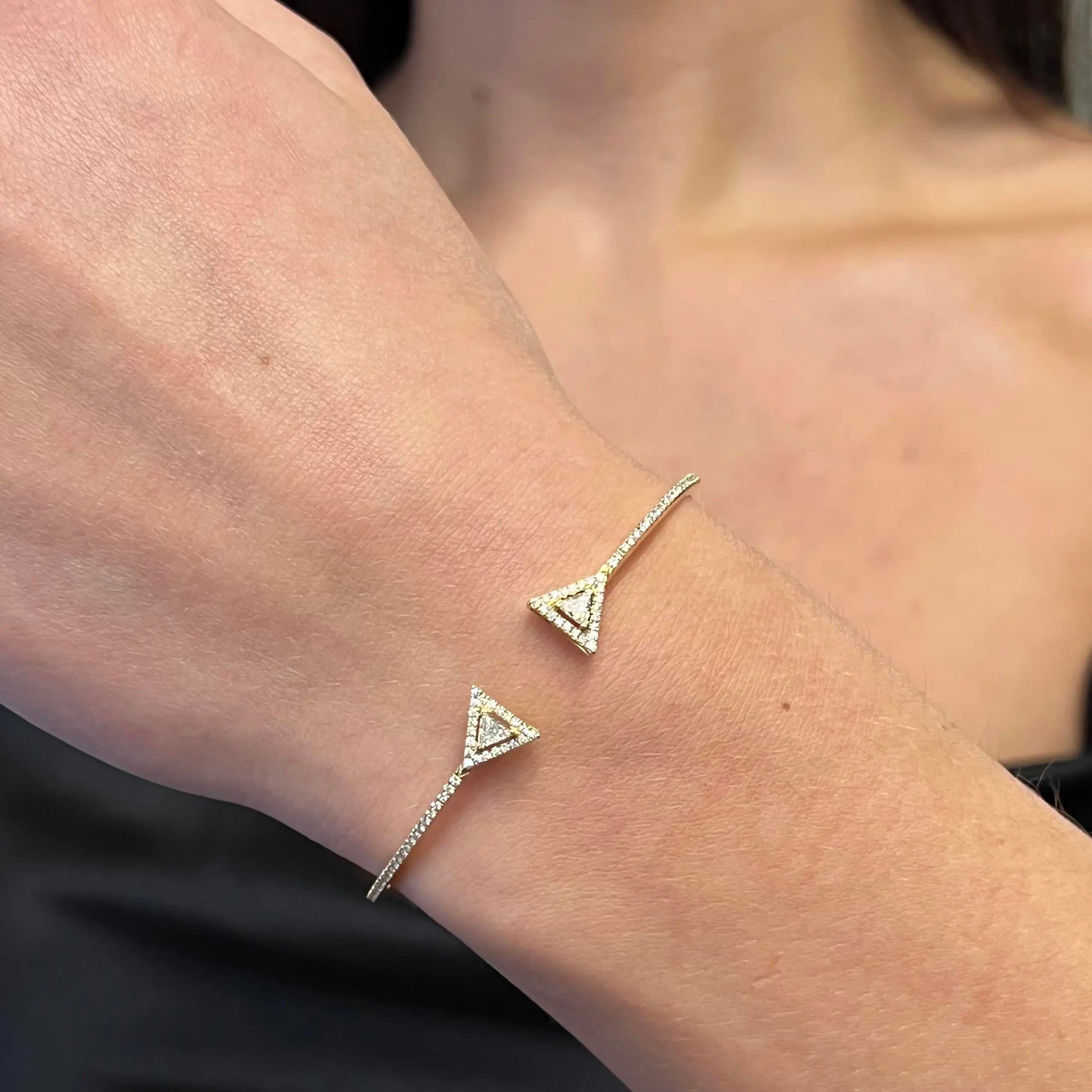 Messika Thea Skinny 18K Yellow Gold Diamond Cuff Bracelet 06491-YG-M — view 2