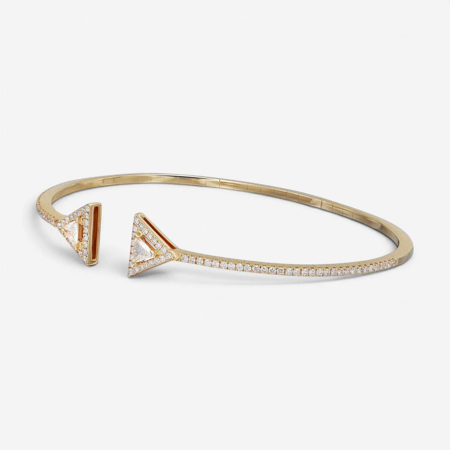 Messika Thea Skinny 18K Yellow Gold Diamond Cuff Bracelet 06491-YG-M — view 3