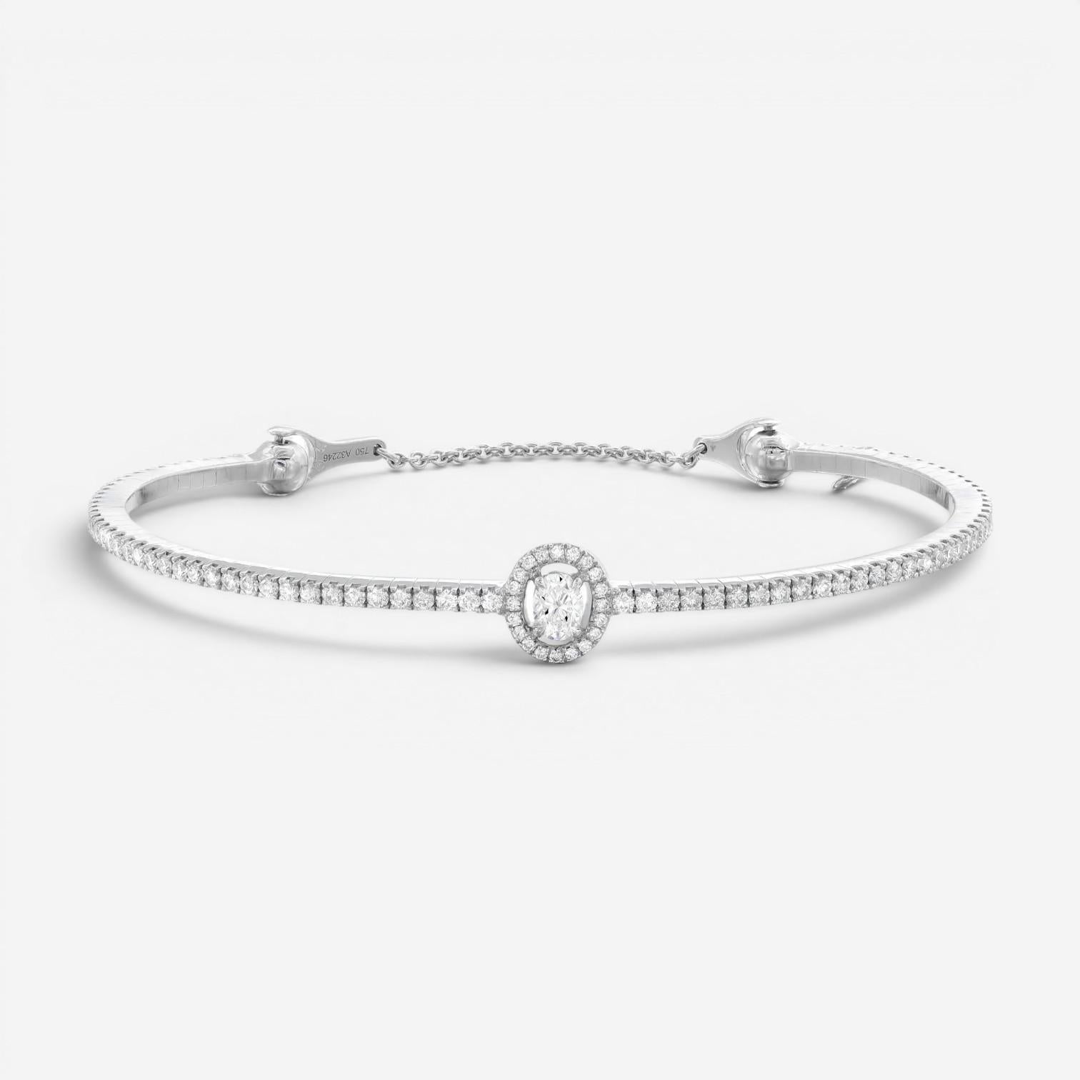 Messika Glam'Azone Skinny 18K White Gold Diamond Bangle Bracelet 06160-WG-M