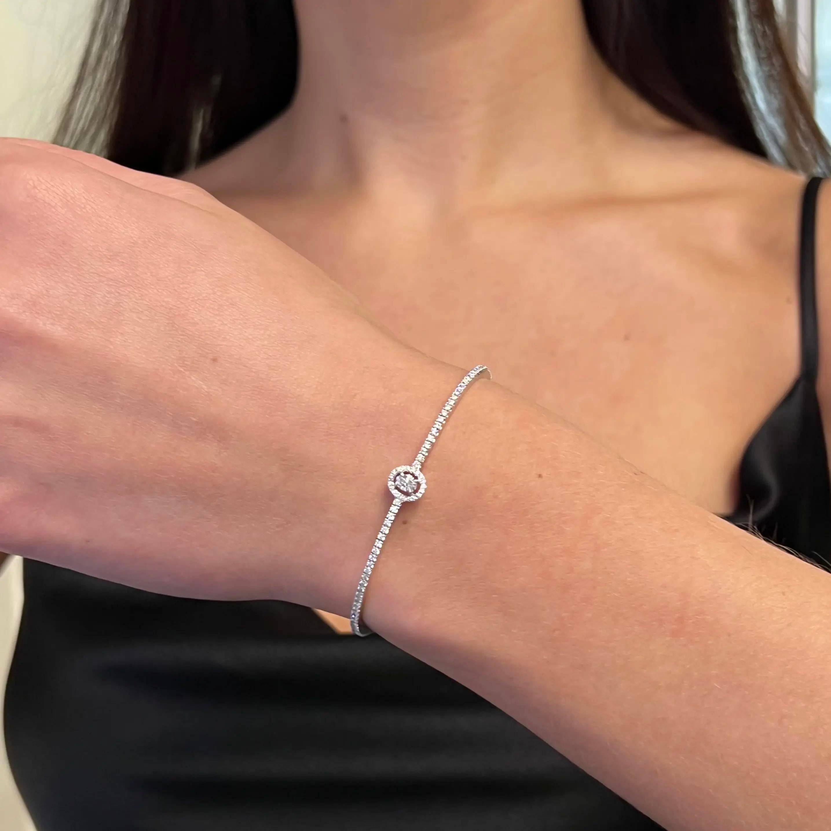 Messika Glam'Azone Skinny 18K White Gold Diamond Bangle Bracelet 06160-WG-M — view 2