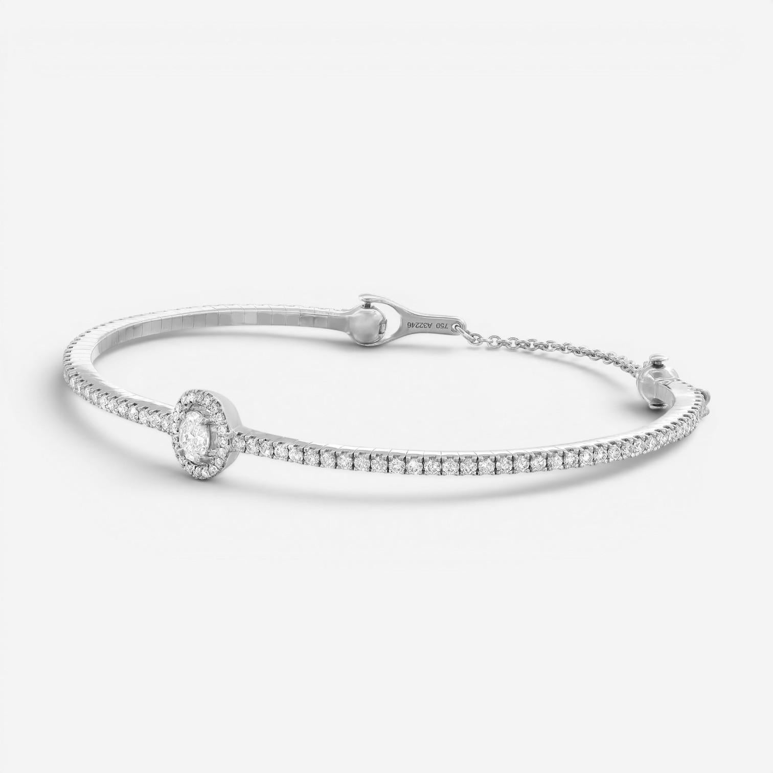 Messika Glam'Azone Skinny 18K White Gold Diamond Bangle Bracelet 06160-WG-M — view 3