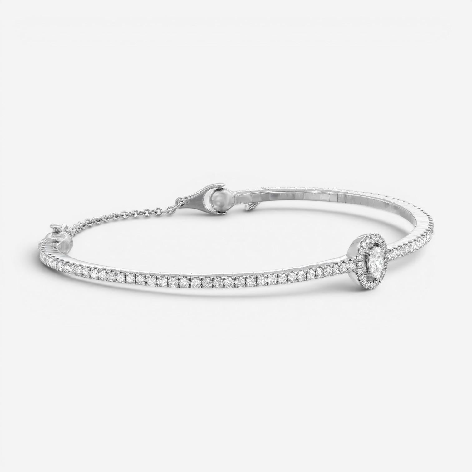 Messika Glam'Azone Skinny 18K White Gold Diamond Bangle Bracelet 06160-WG-M — view 4