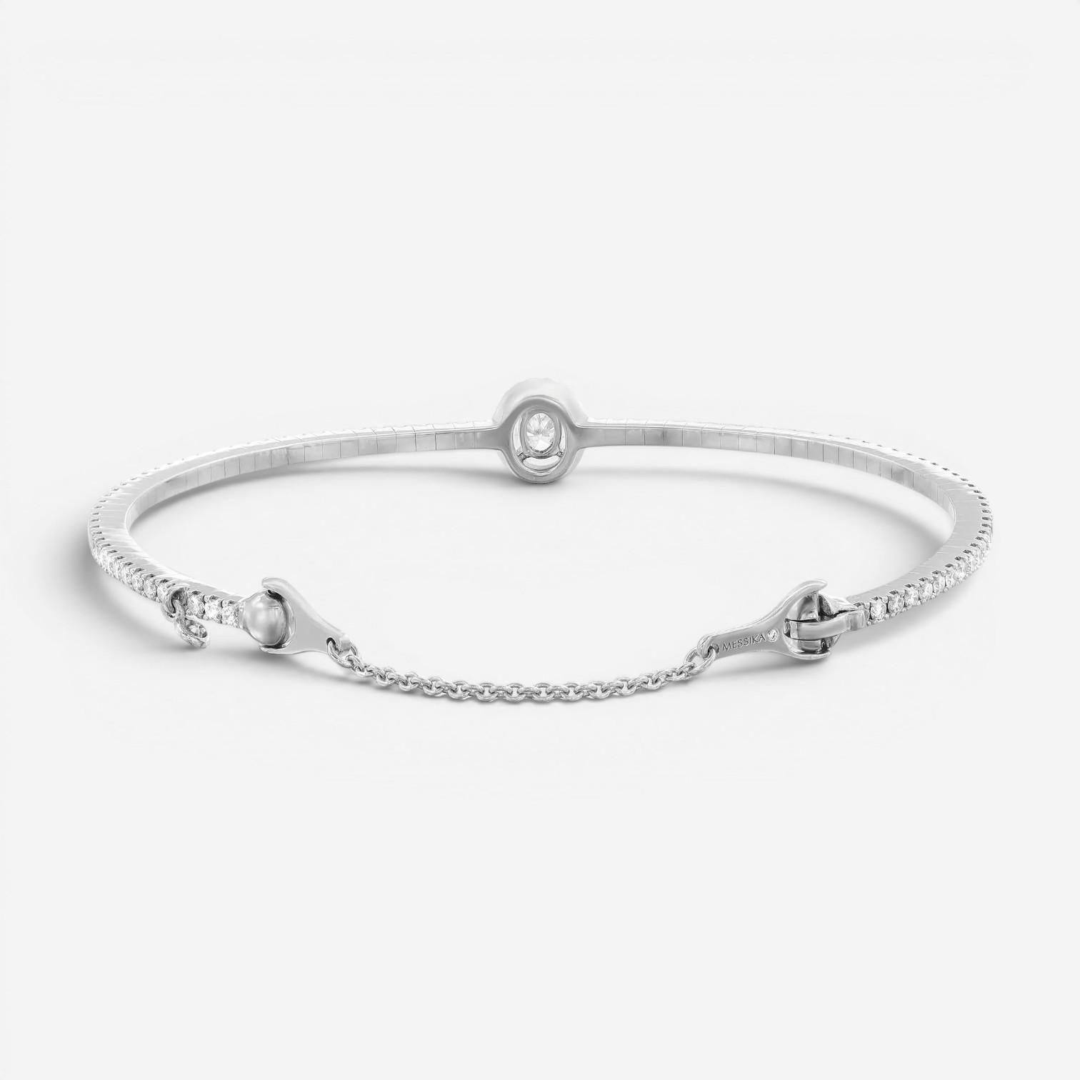 Messika Glam'Azone Skinny 18K White Gold Diamond Bangle Bracelet 06160-WG-M — view 5