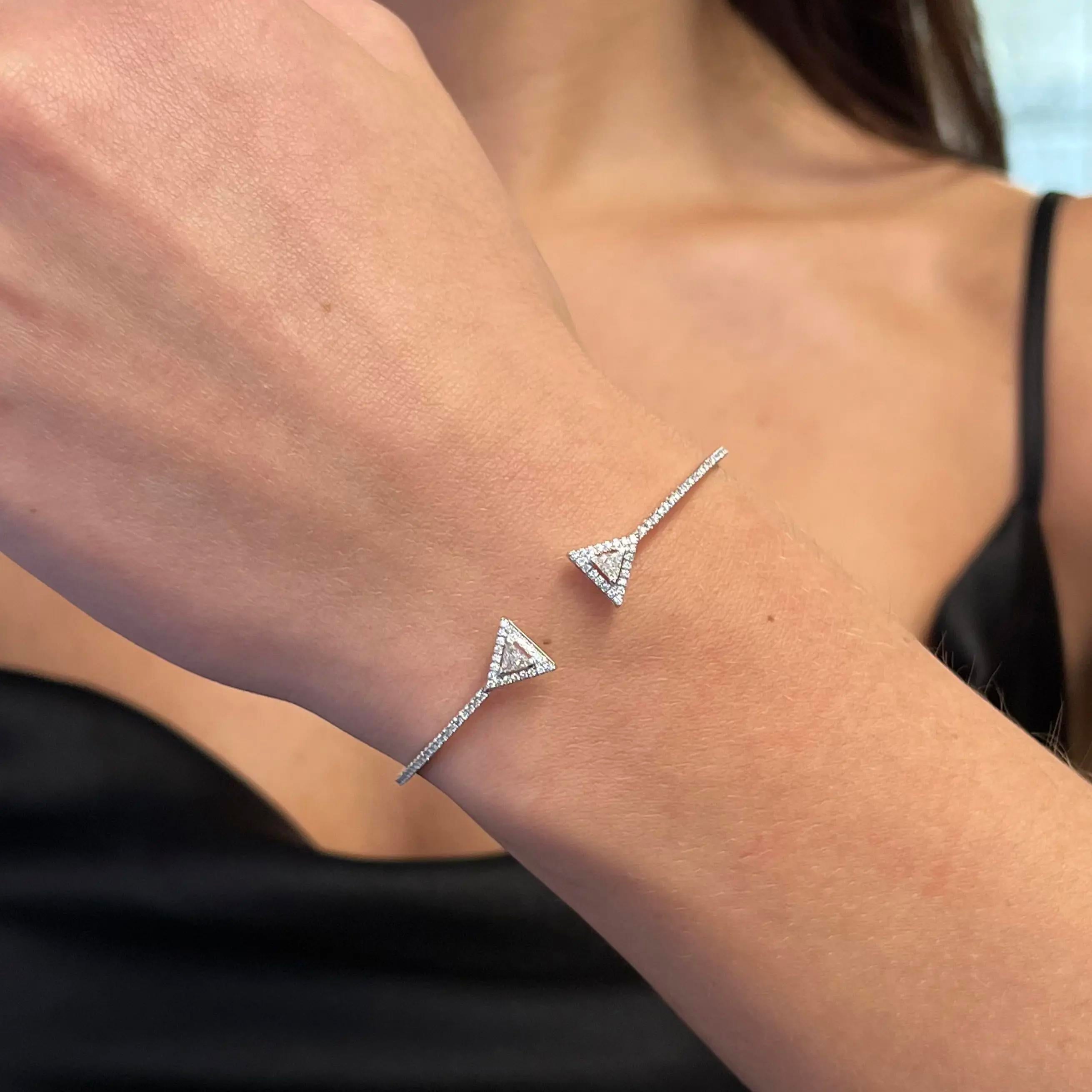 Messika Thea Skinny 18K White Gold Diamond Cuff Bracelet 06491-WG-M — view 2
