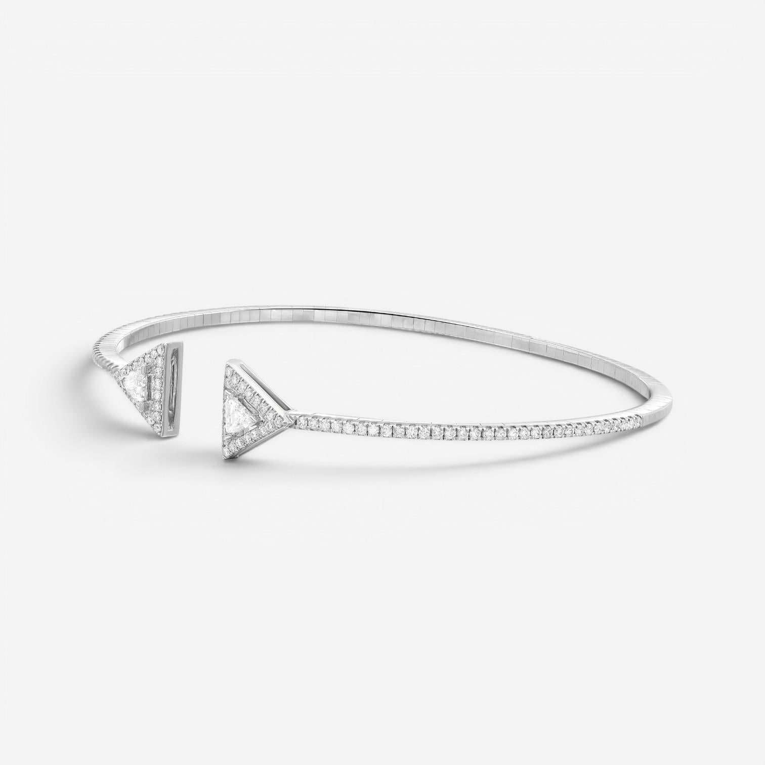 Messika Thea Skinny 18K White Gold Diamond Cuff Bracelet 06491-WG-M — view 3
