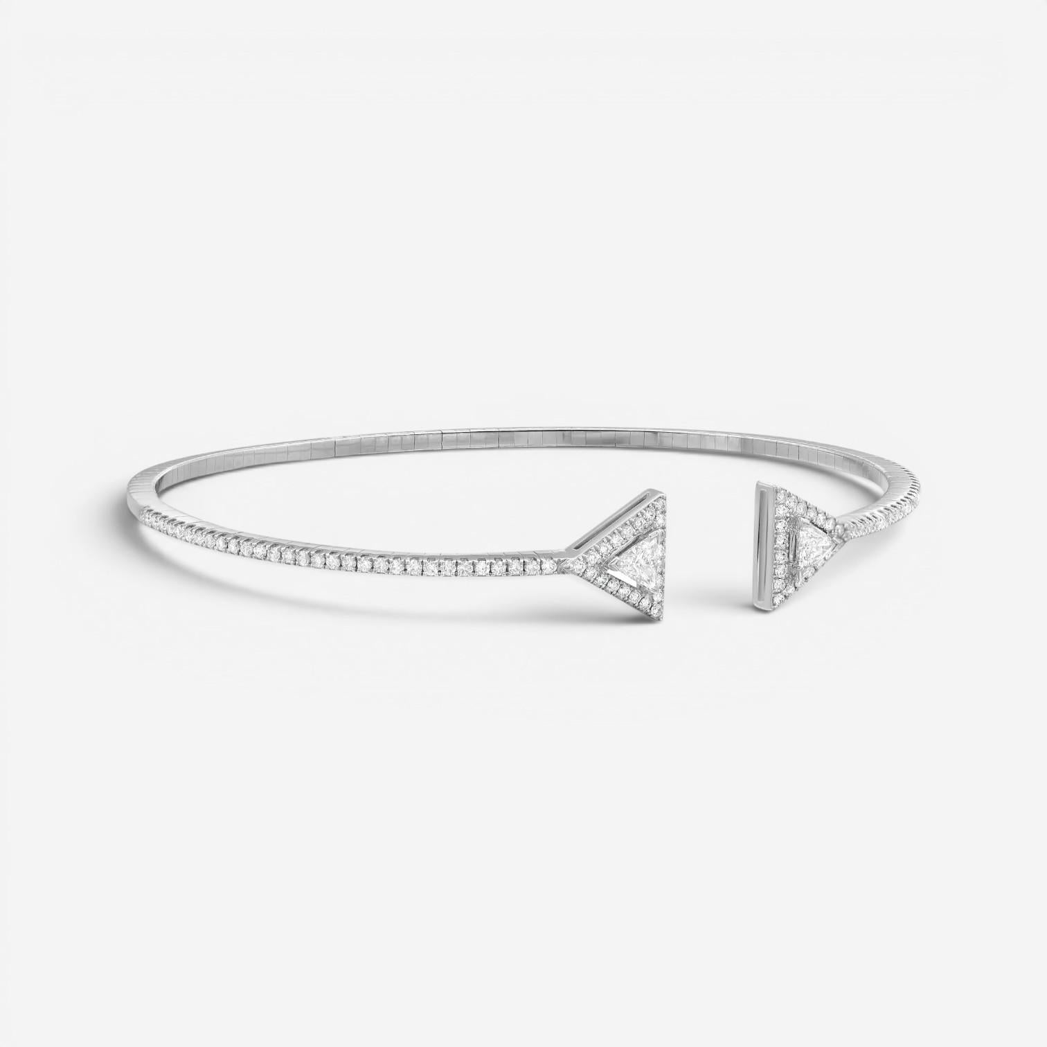 Messika Thea Skinny 18K White Gold Diamond Cuff Bracelet 06491-WG-M — view 4