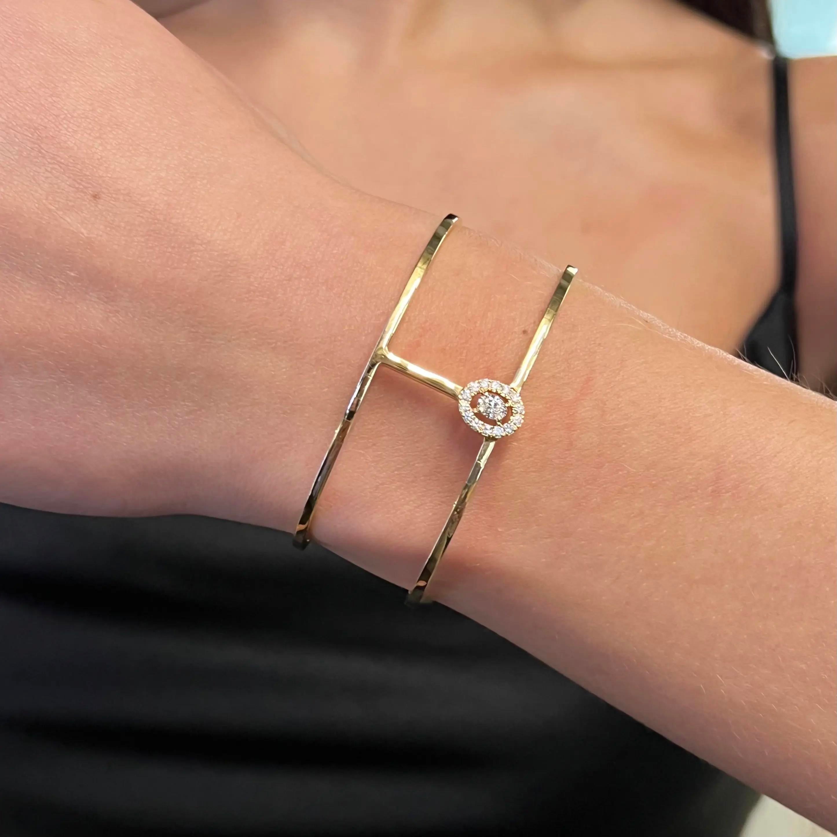 Messika Glam'Azone 18K Yellow Gold Diamond Cuff Bracelet 06498-YG-S — view 2