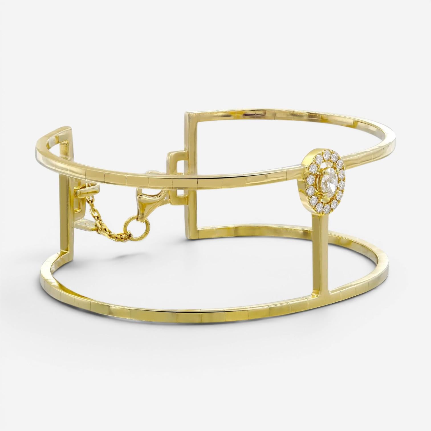 Messika Glam'Azone 18K Yellow Gold Diamond Cuff Bracelet 06498-YG-S — view 3