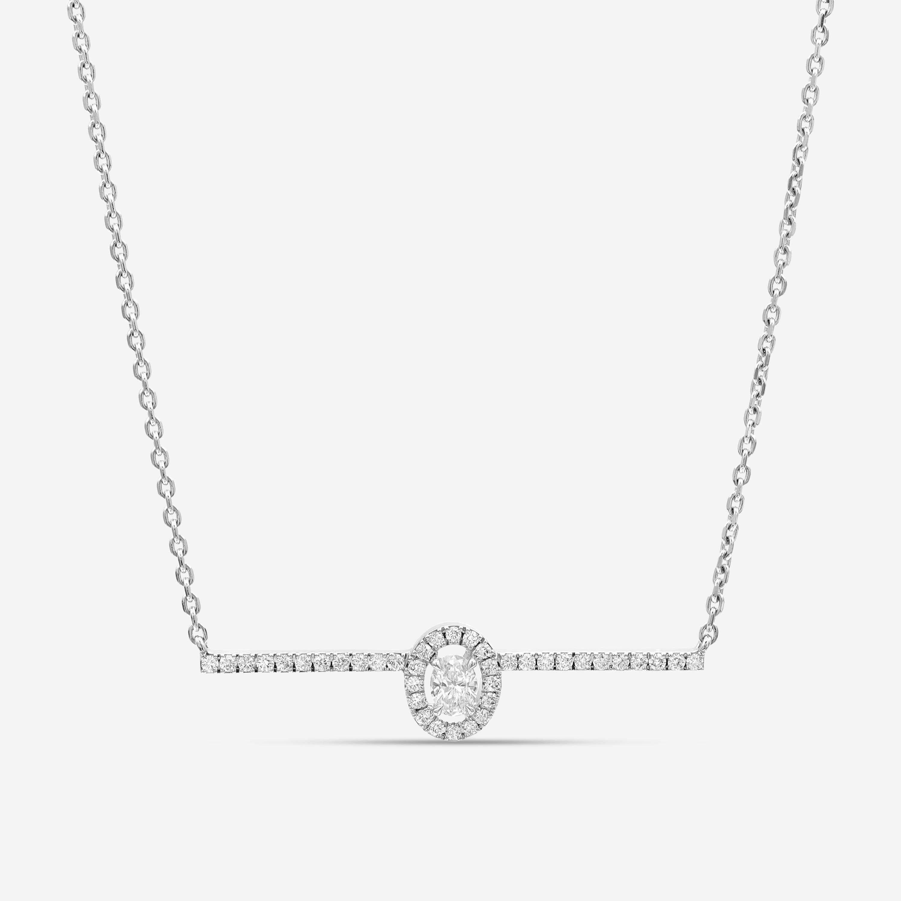 Messika Glam'Azone 18K White Gold Diamond Chain Bar Necklace 06139-WG