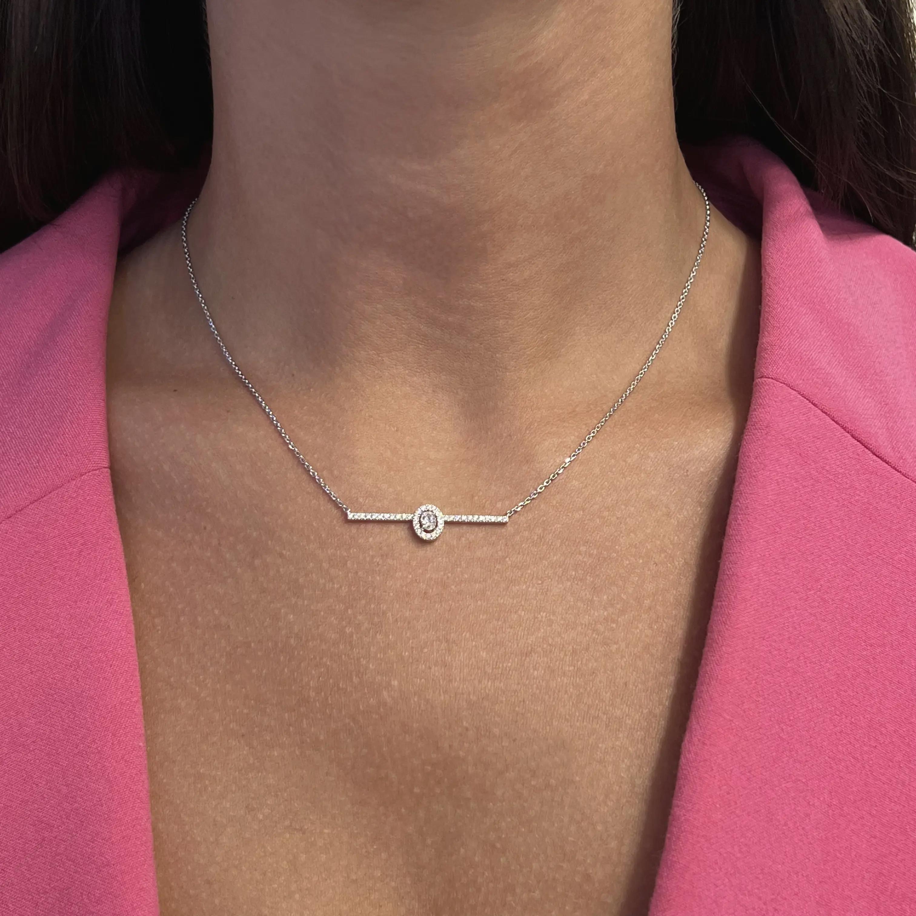 Messika Glam'Azone 18K White Gold Diamond Chain Bar Necklace 06139-WG — view 2