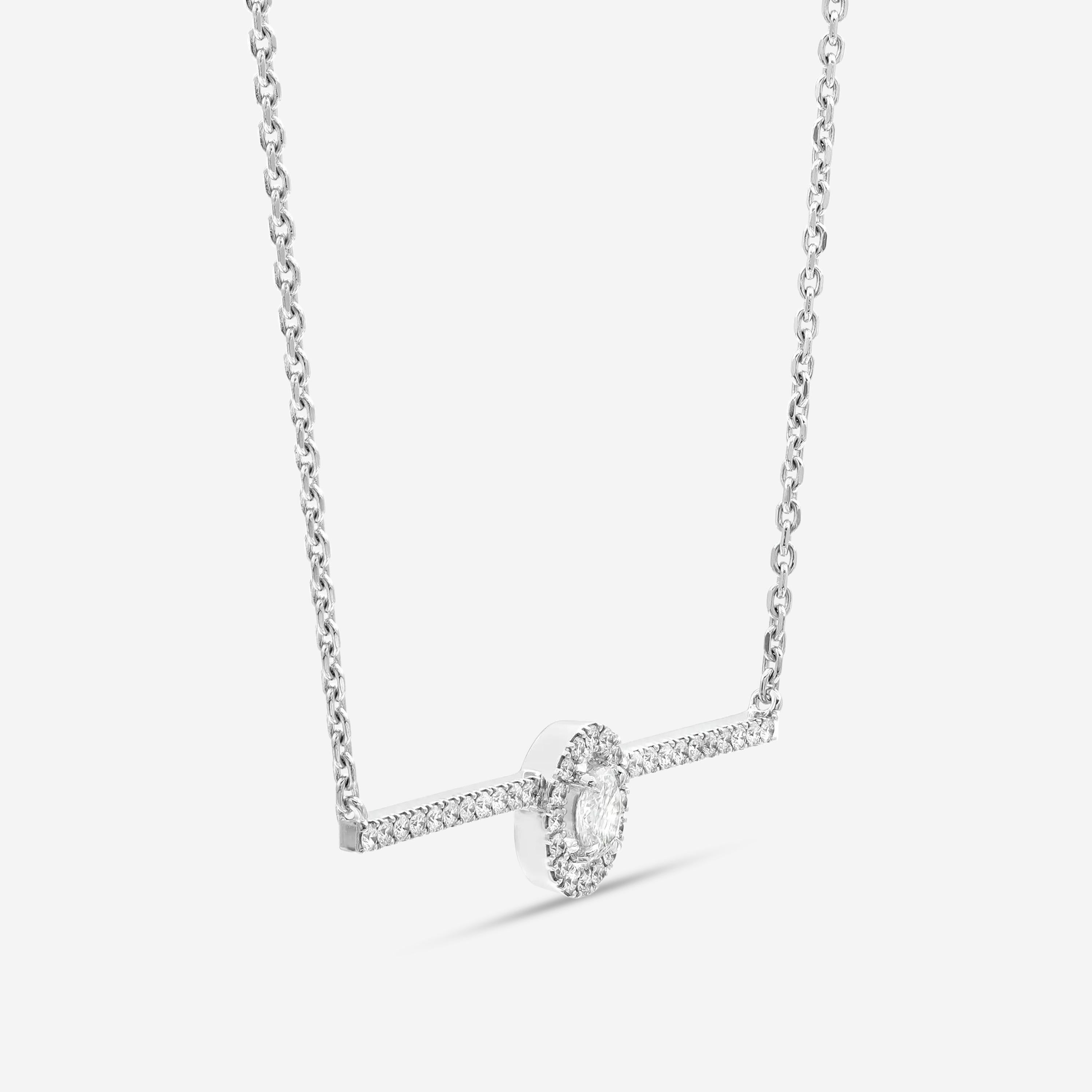Messika Glam'Azone 18K White Gold Diamond Chain Bar Necklace 06139-WG — view 3