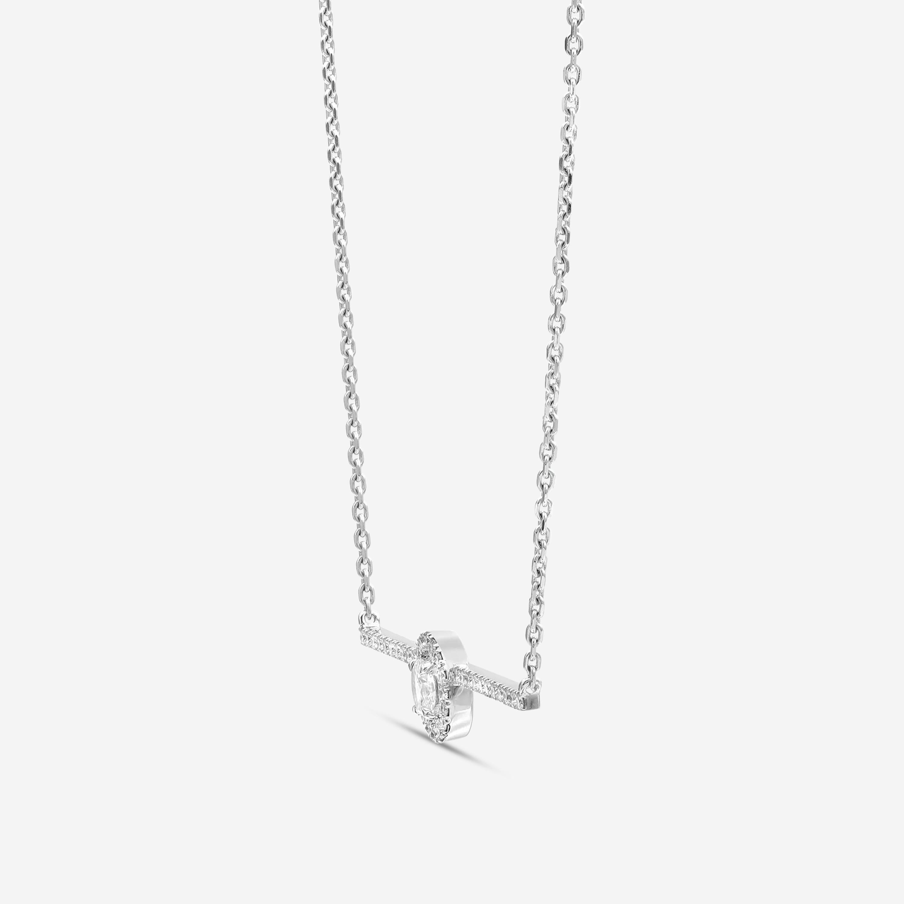 Messika Glam'Azone 18K White Gold Diamond Chain Bar Necklace 06139-WG — view 4