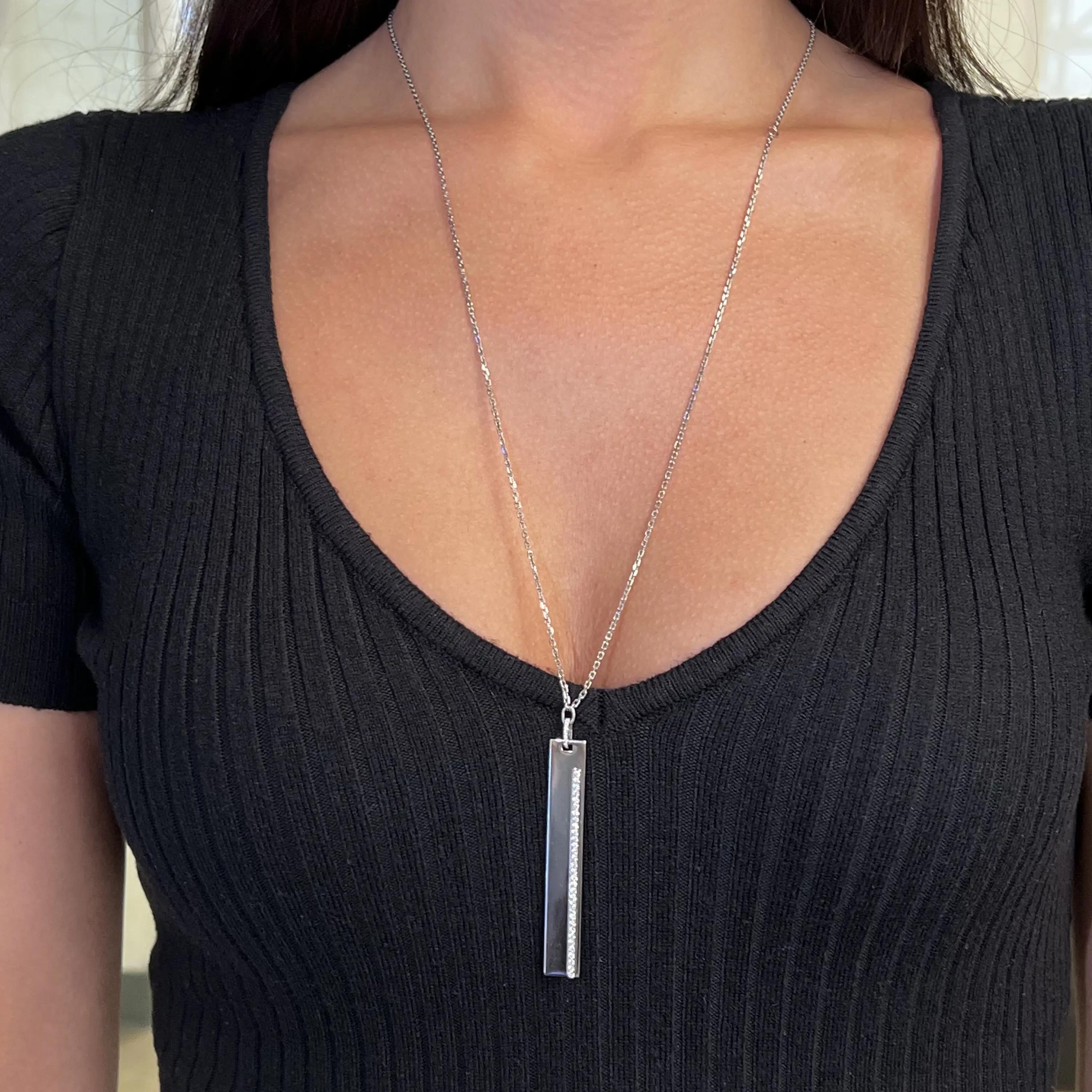 Messika Sautoir Kate 18K White Gold Diamond Bar Pendant Necklace 05781-WG — view 2