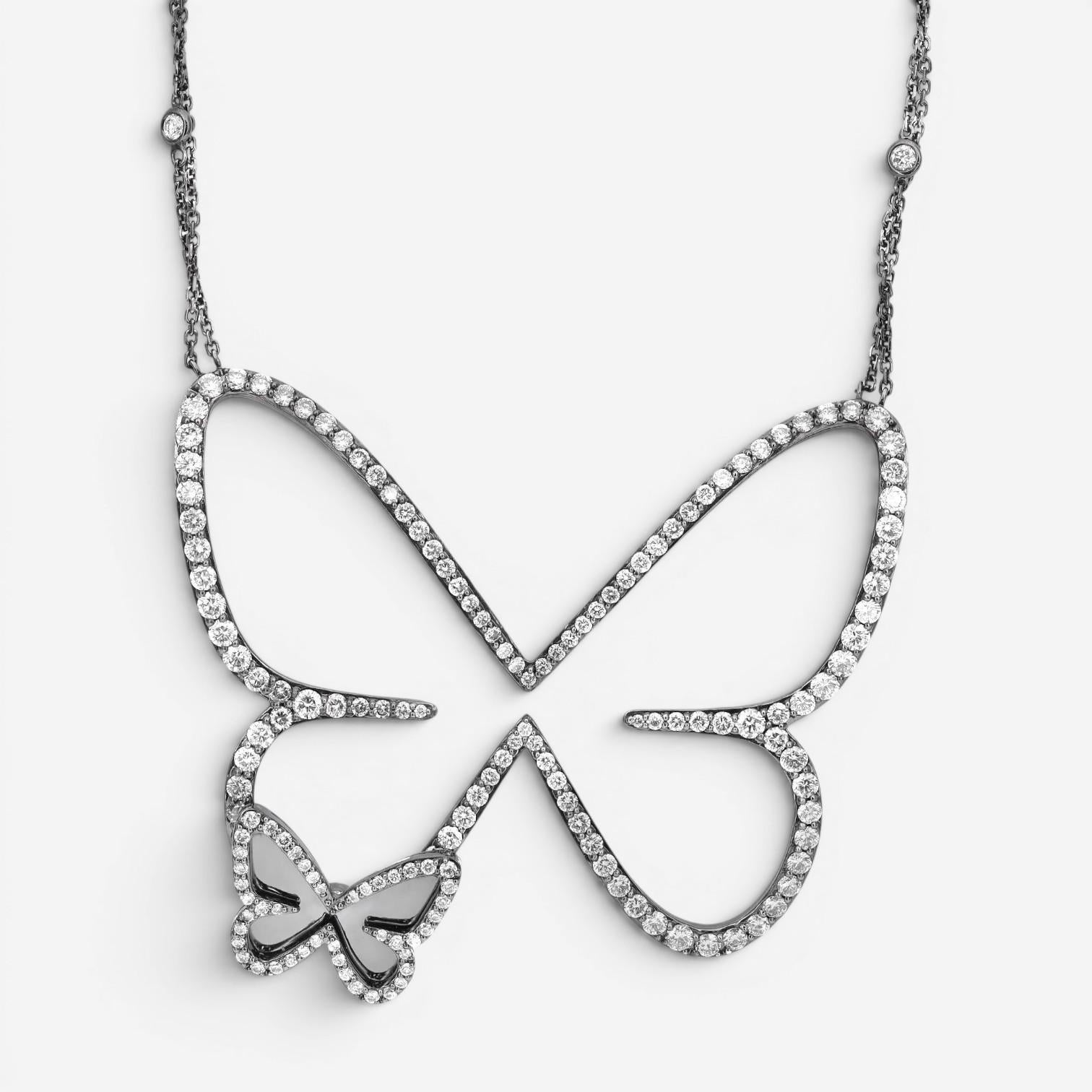 Messika Butterfly 18K Blackened White Gold Diamond Pendant Necklace 04788-BG