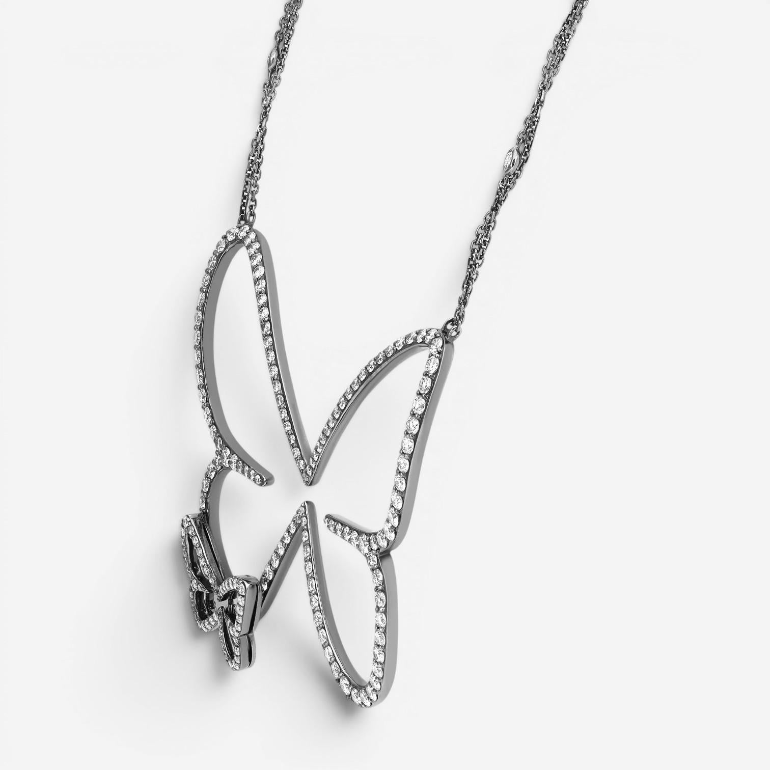 Messika Butterfly 18K Blackened White Gold Diamond Pendant Necklace 04788-BG — view 3