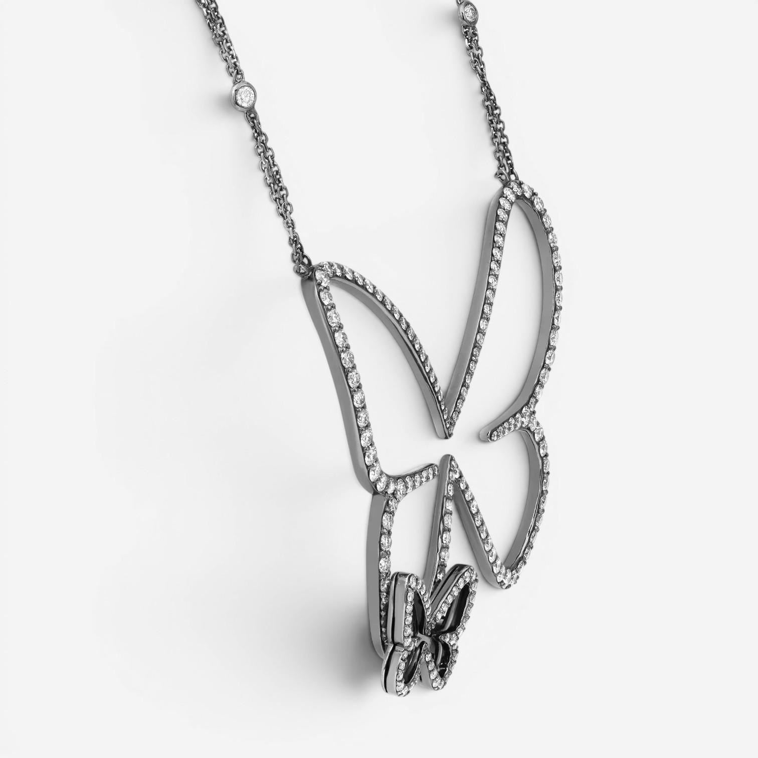 Messika Butterfly 18K Blackened White Gold Diamond Pendant Necklace 04788-BG — view 4