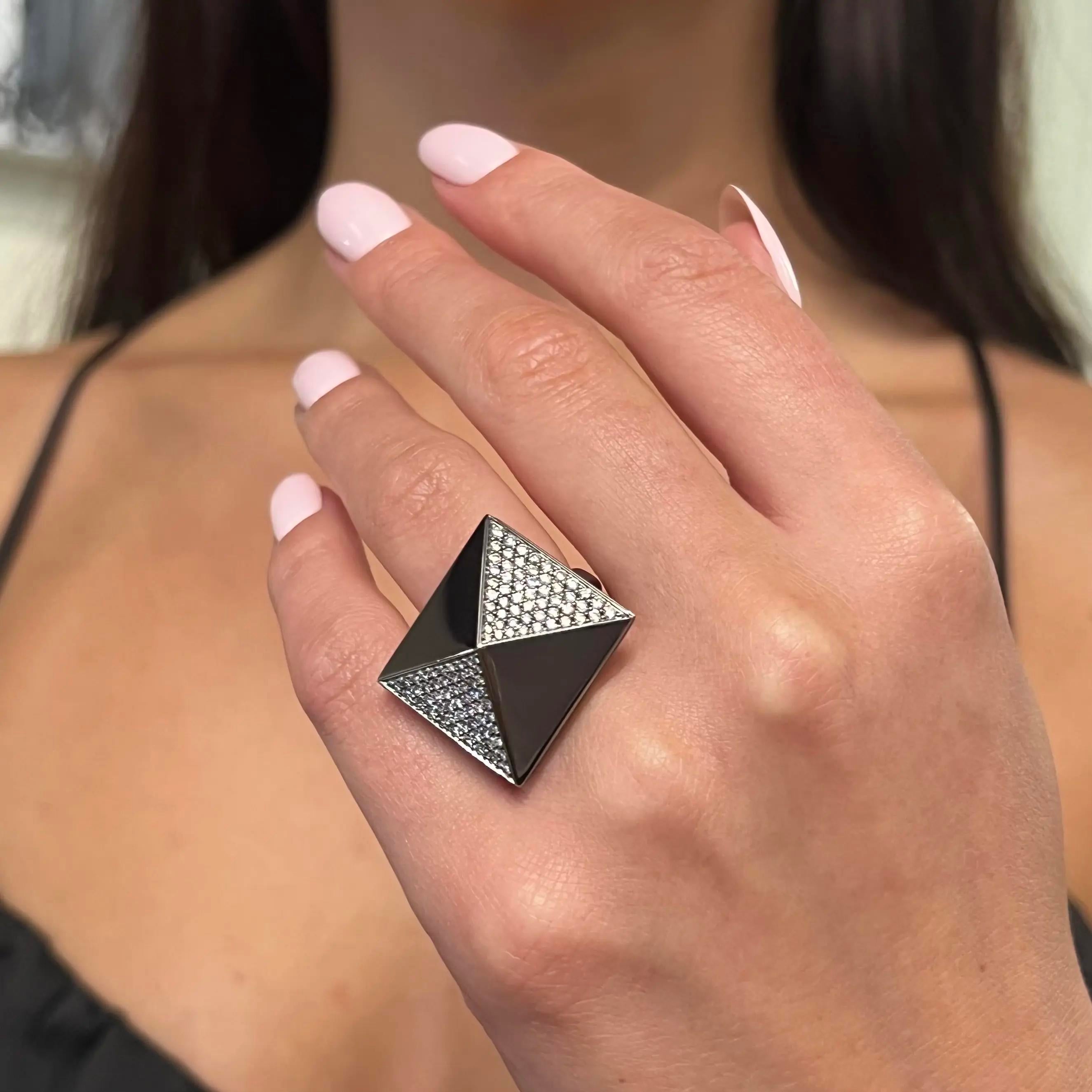 Messika Spiky 18K Blackened White Gold Diamond Cocktail Ring Sz. 6.5 05640-BG-53 — view 2