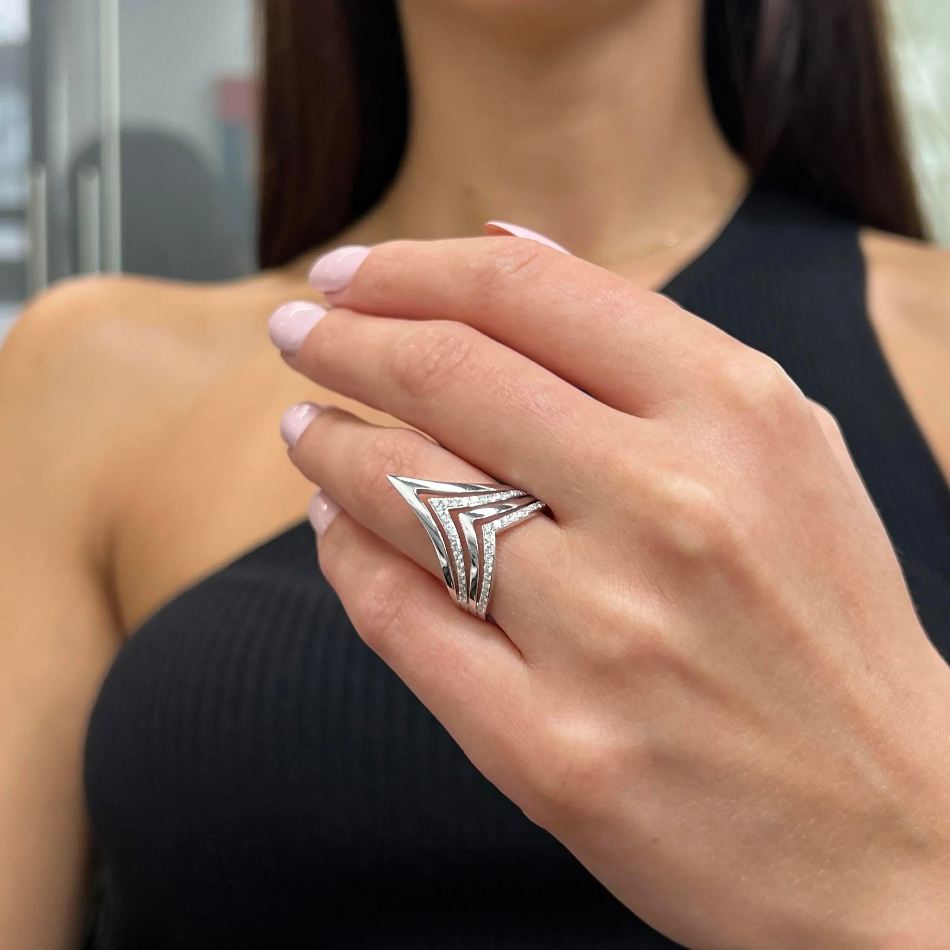 Messika Queen V 18K White Gold Diamond Ring Sz. 6 05783-WG-52 — view 2
